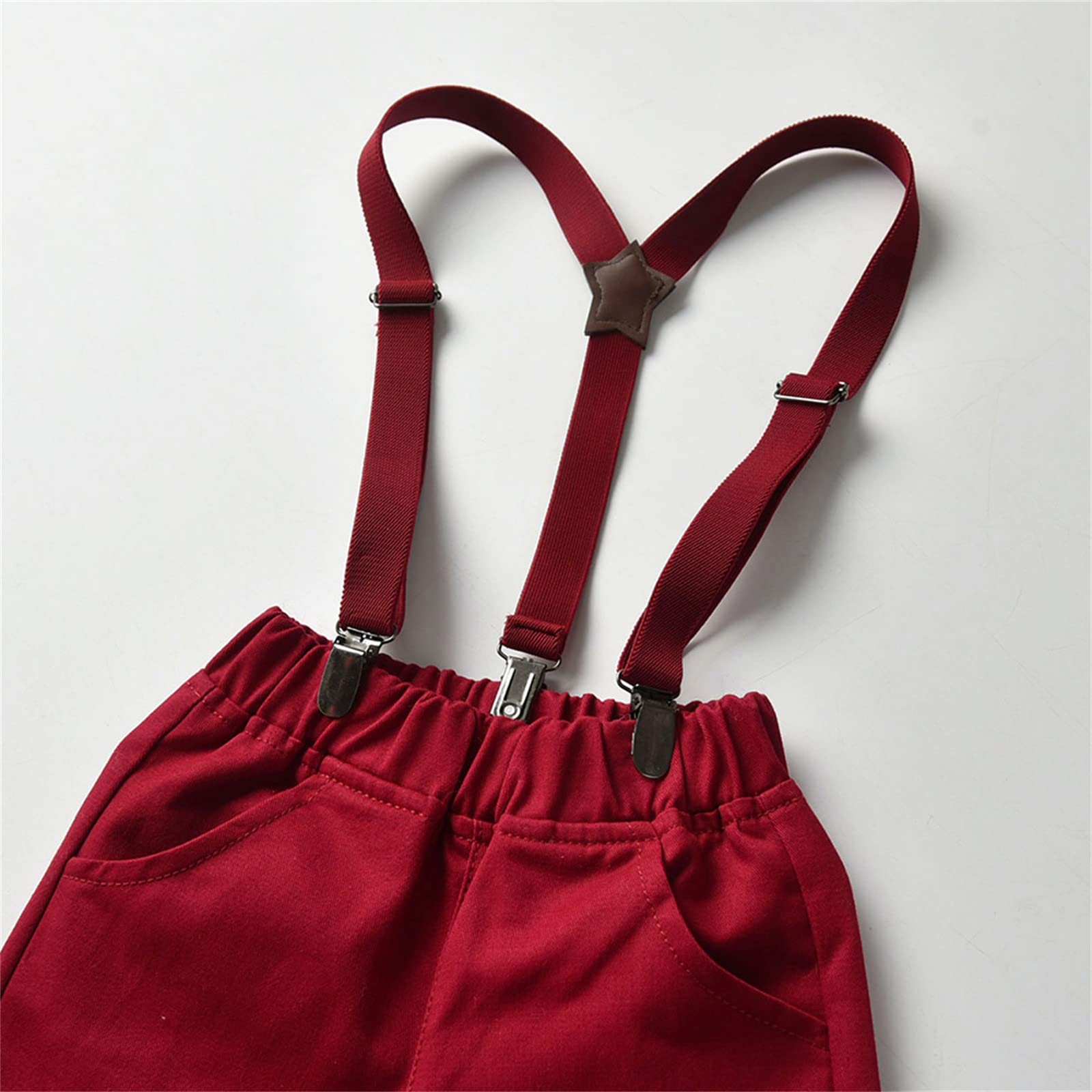 AKGUKRSEH Baby Boy Floral Shirt & Suspenders Set (3-4 Years) - Perfect for Toddler Outfits & Special Occasions