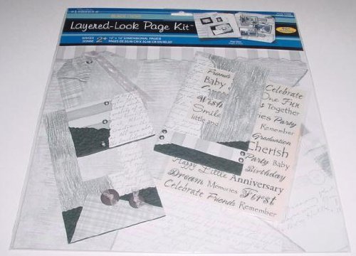 12x12 Inch Black Layered Scrapbook Kit for DIY Albums & Memory Books - Premium Scrapbooking Supplies (32215-PE-002) - Perfect for Wedding, Baby, Travel & Family Photo Projects