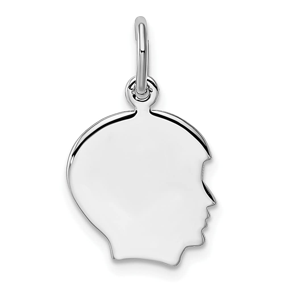 ICE CARATS Kelly Waters Small Engraveable Boy Head Charm Necklace Pendant - Personalized Baby Engravable Disc Jewelry for Women, Right Facing Fashion Pendant - Perfect Gift for Her, Mom, Grandma | Birthday, Mother's Day, Christening Gift