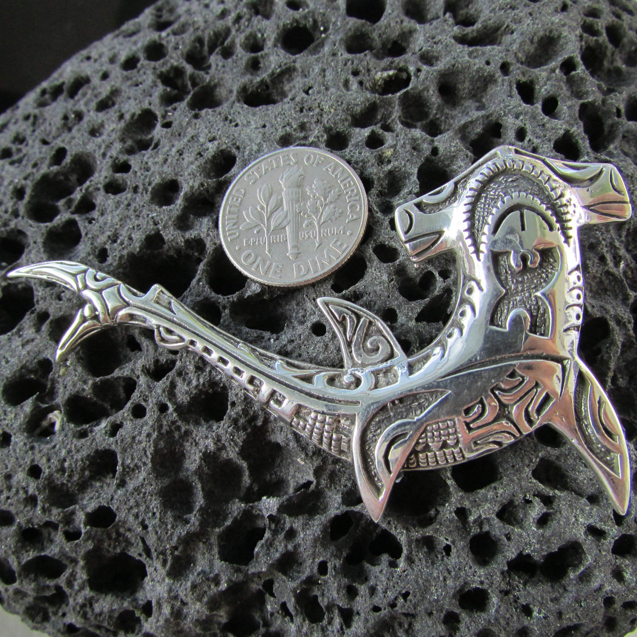 Handmade Sterling Silver Shark Pendant Necklace - Large Ocean & Beach Themed Unique Jewelry Gift for Women & Men | Perfect for Beach Vacations, Surfing Enthusiasts & Marine Life Lovers