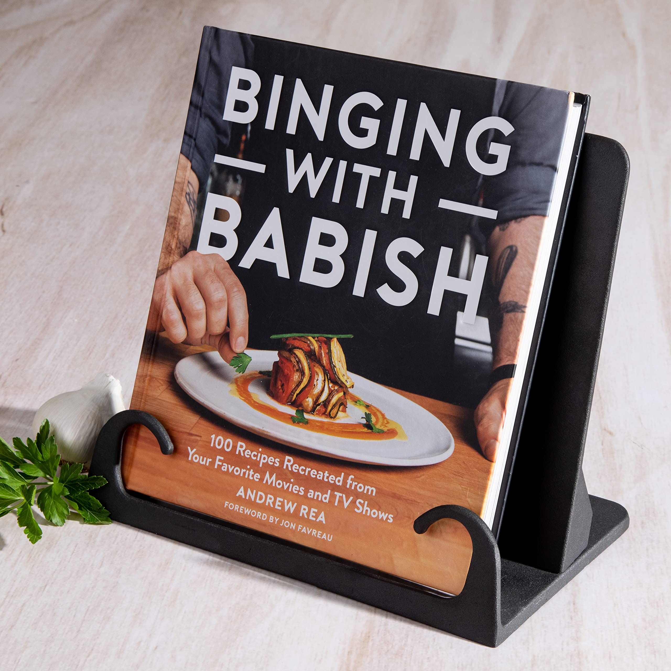 Babish Cast Iron Cookbook Stand - Heavy Duty Kitchen Cookbook Holder for Recipes, Baking & Cooking - Perfect for Countertop, Stove & Kitchen Use
