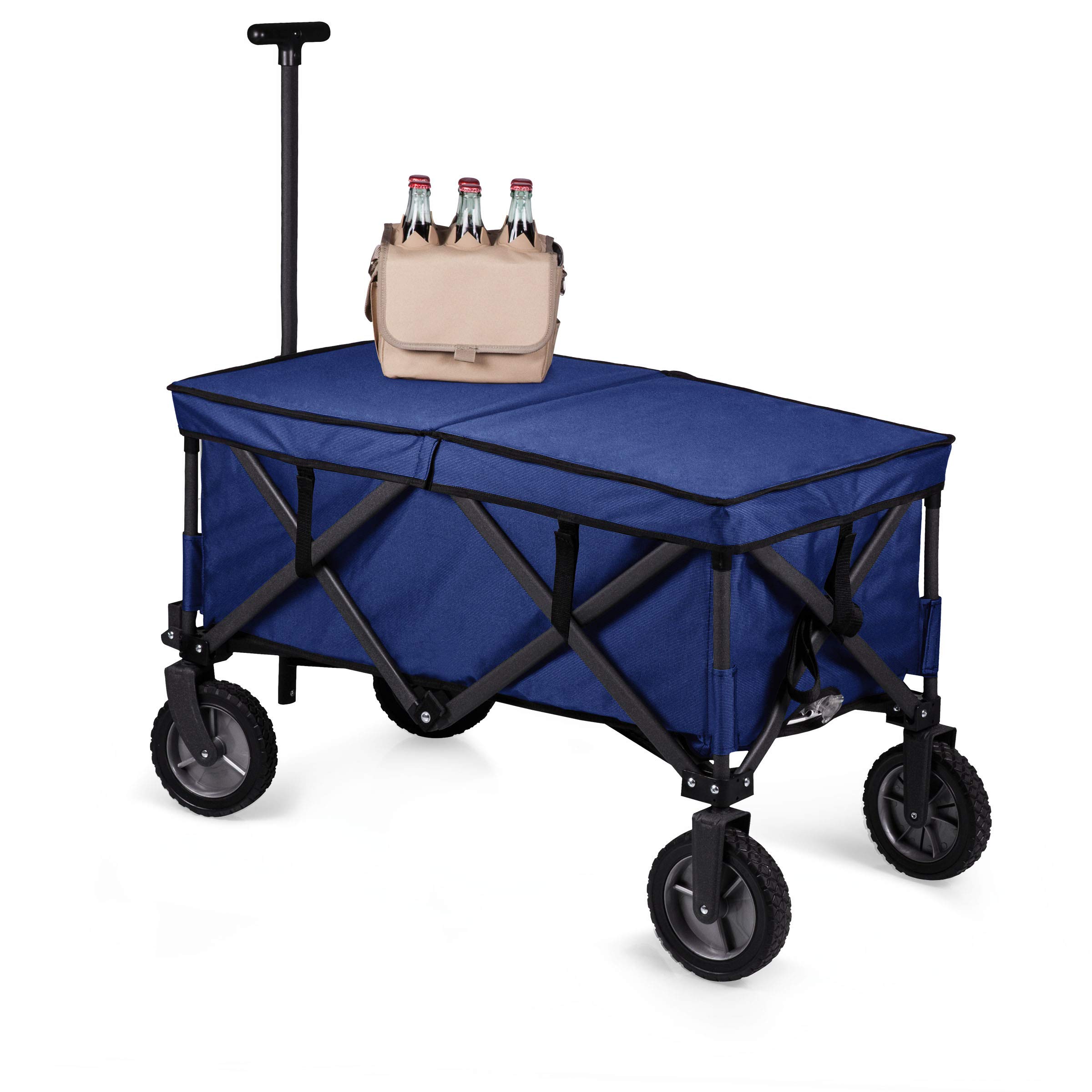 PICNIC TIME Adventure Wagon Elite - Heavy Duty Folding Utility Cart with Table Top Lid & Soft Cooler Liner | Perfect for Beach, Camping, Tailgating, Farmers Market & Outdoor Adventures