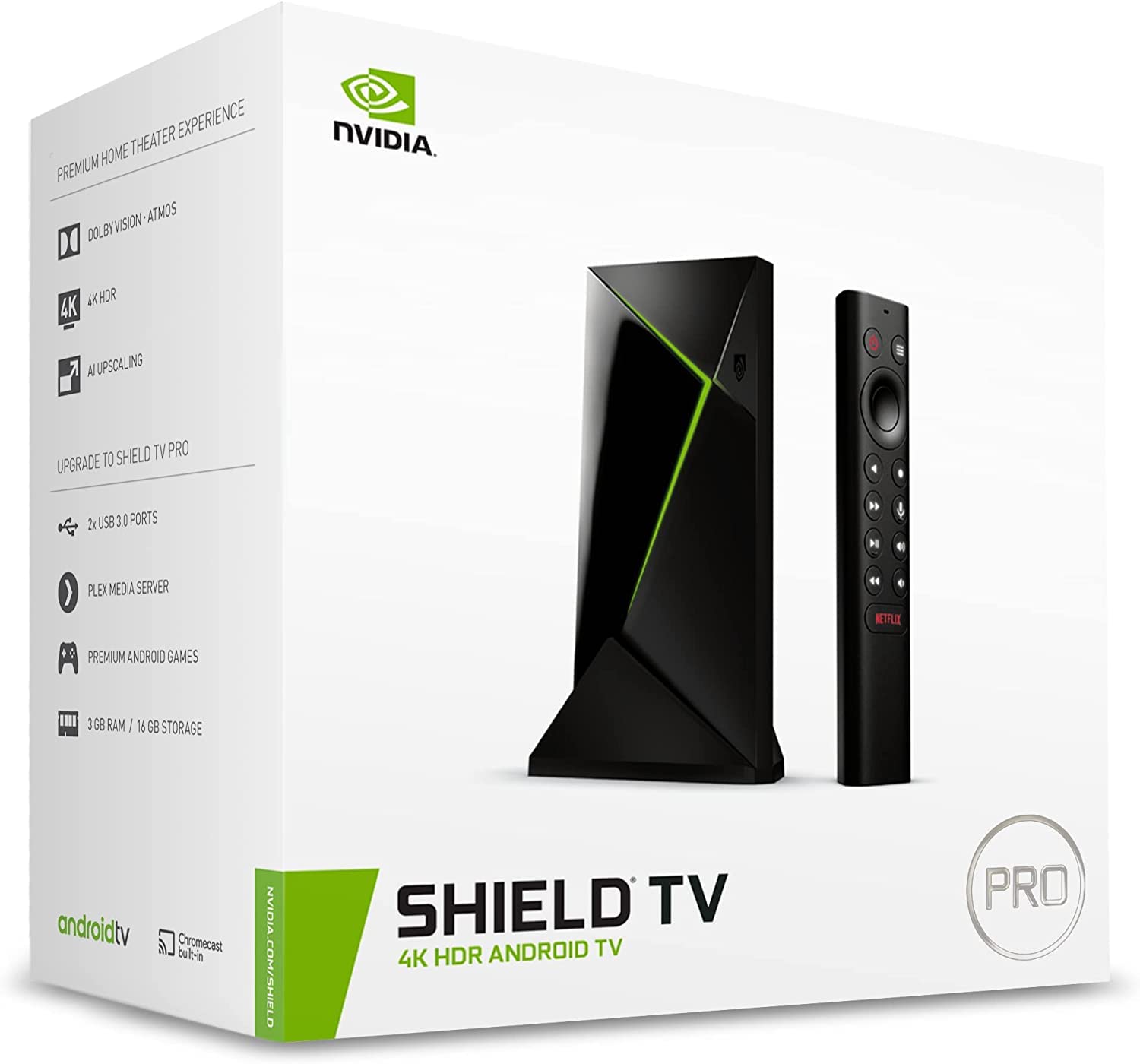 NVIDIA Shield TV Pro 4K HDR Android TV Streaming Media Player with Dolby Vision - Black | High Performance Streaming Device for Netflix, Disney+, Gaming & Smart Home Control