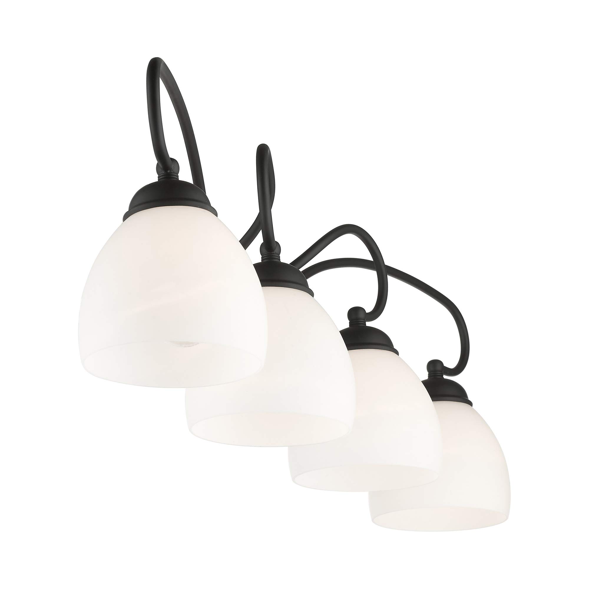 Livex Lighting 4754-04 Brookside 4-Light Bathroom Vanity Light Fixture in Black - Perfect for Bathroom, Powder Room & Dressing Area Lighting