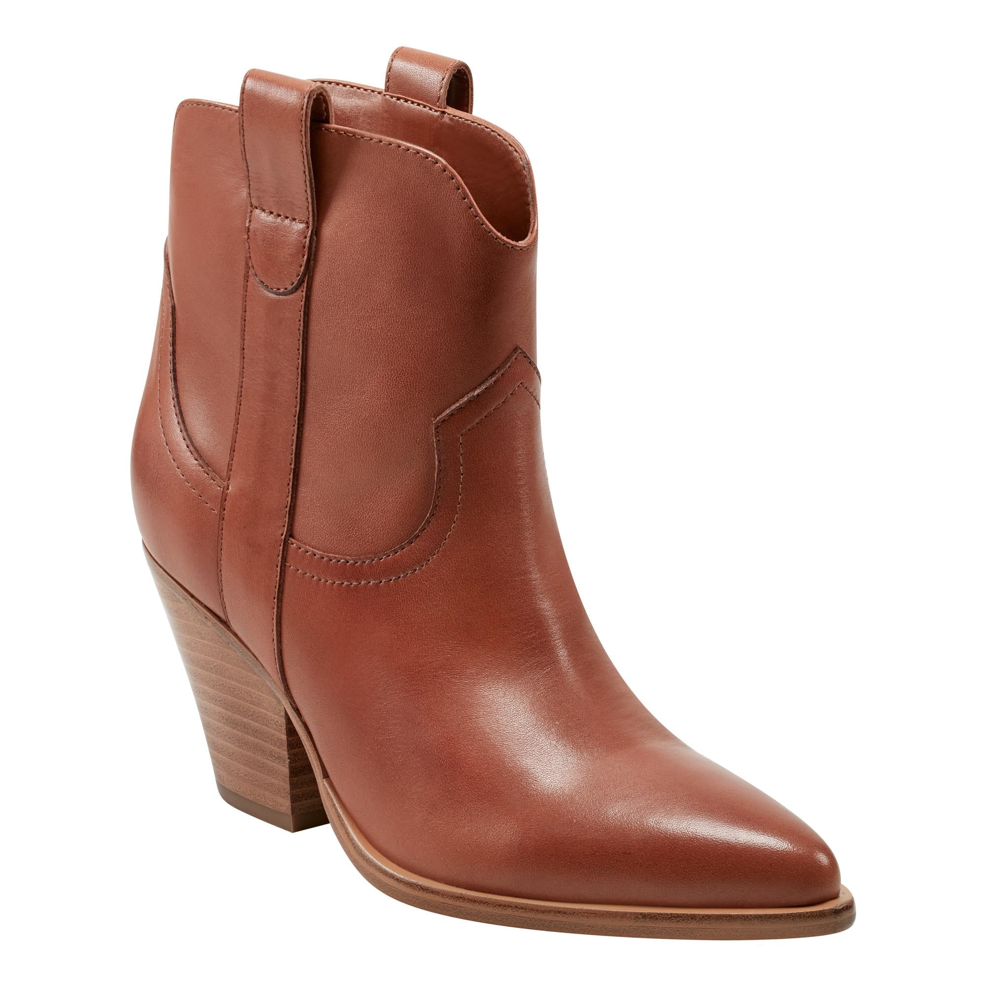 Marc Fisher Ltd Women's Marlie Brown Leather Ankle Boots - Stylish & Comfortable Fall Winter Fashion Booties for Women | Perfect for Office, Dating & Night Out