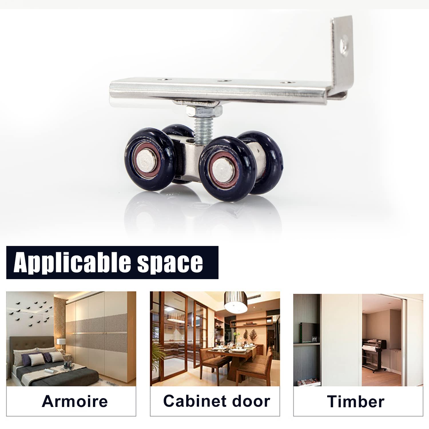 Sliding Door Roller Wheels - Aluminum Alloy Track Pulley for Interior, Passage, Wood & Glass Sliding Doors (2-Pack, Blue) - Smooth Gliding Solution for Closet Doors, Room Dividers & Patio Entries