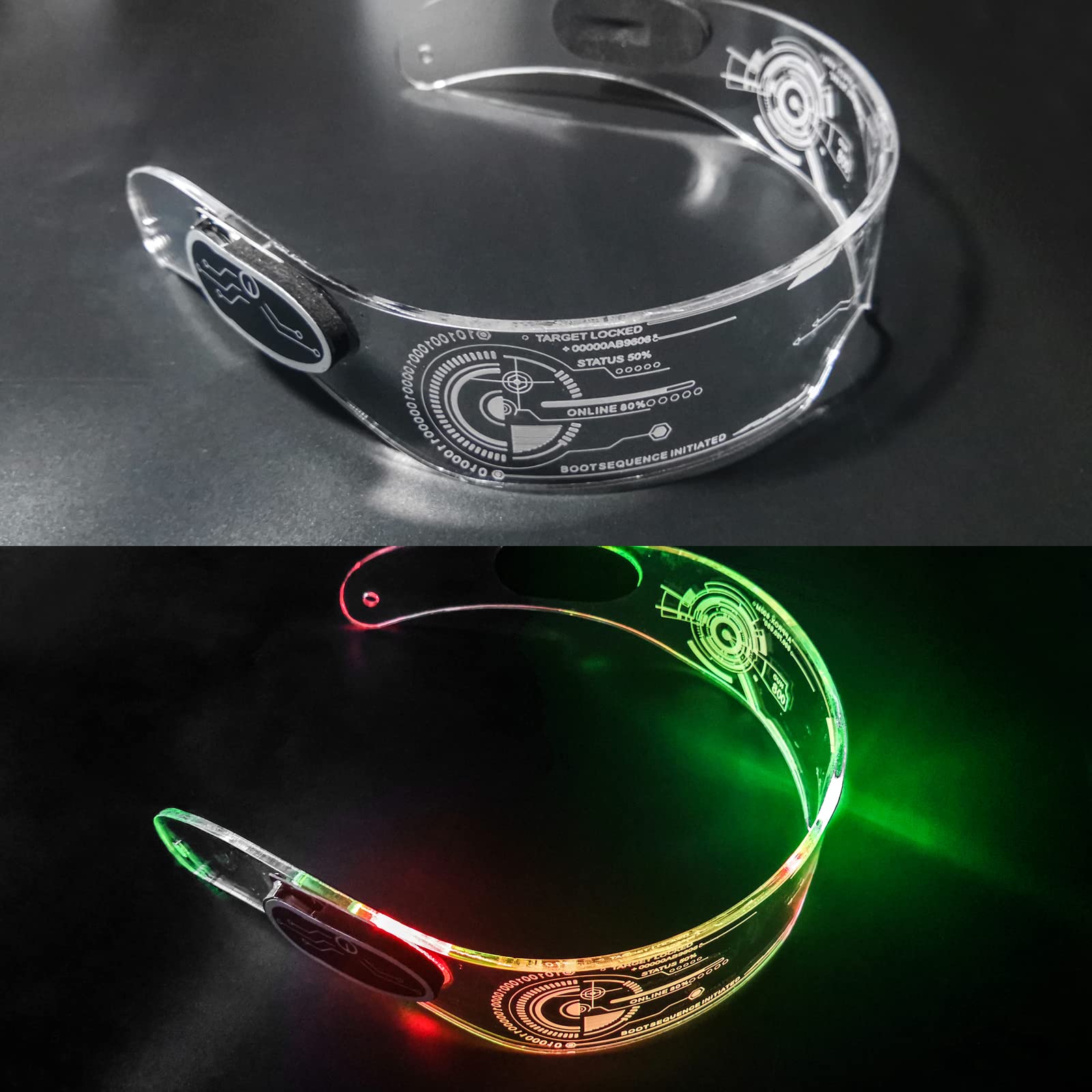 Cyberpunk LED Glasses with USB Rechargeable & 7 Color Changing Modes - Bilateral Control for Raves, Parties, and Cosplay Costume Accessories