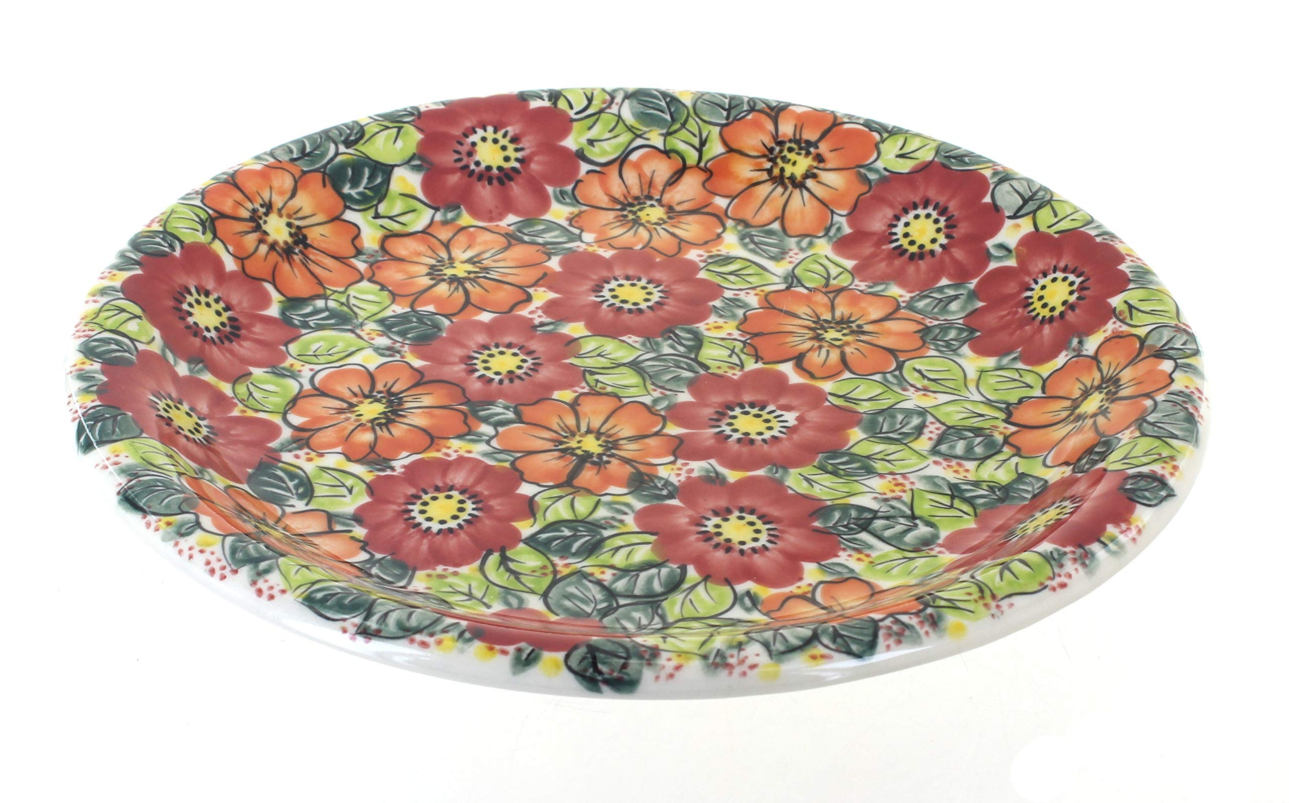 Handmade Blue Rose Polish Pottery Marigold Surprise Dinner Plate - Elegant Floral Design for Fine Dining & Special Occasions