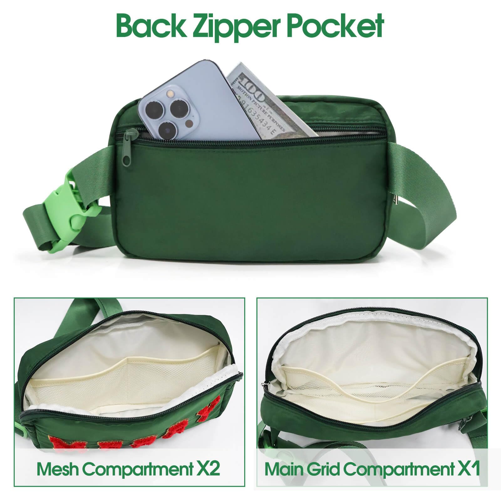 Festive Christmas Fanny Pack - Merry Letter Belt Bag with Adjustable Nylon Strap, Holiday Crossbody Purse for Women, Men, Girls & Boys | Perfect for Parties, Travel & Gift Giving