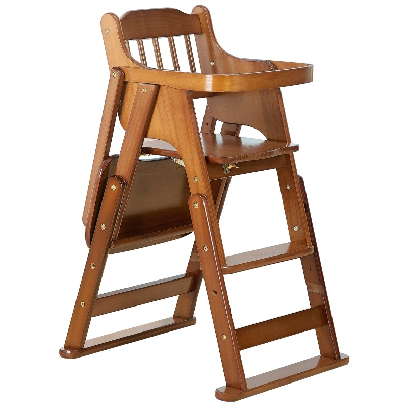 Wooden Baby High Chair - Adjustable Infant Feeding Chair for Safe & Comfortable Mealtime at Home or Restaurant