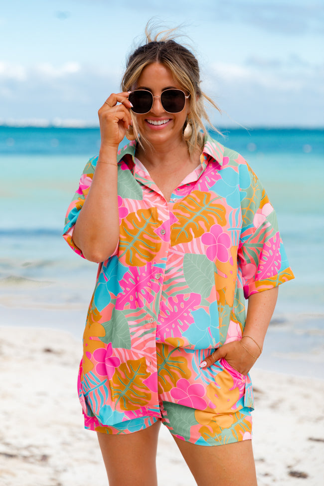 Kabana Krew Bold Tropical Print Button Up Shirt for Men - Hawaiian Aloha Shirt with Short Sleeves - Perfect for Beach Vacation, Summer Party & Casual Wear