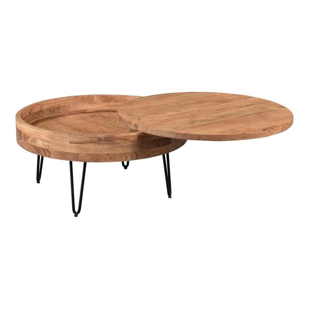 Armen Living Privado Storage Coffee Table - Brown Leather Top with Hidden Storage Compartment | Perfect for Living Room, Office, or Small Space Organization