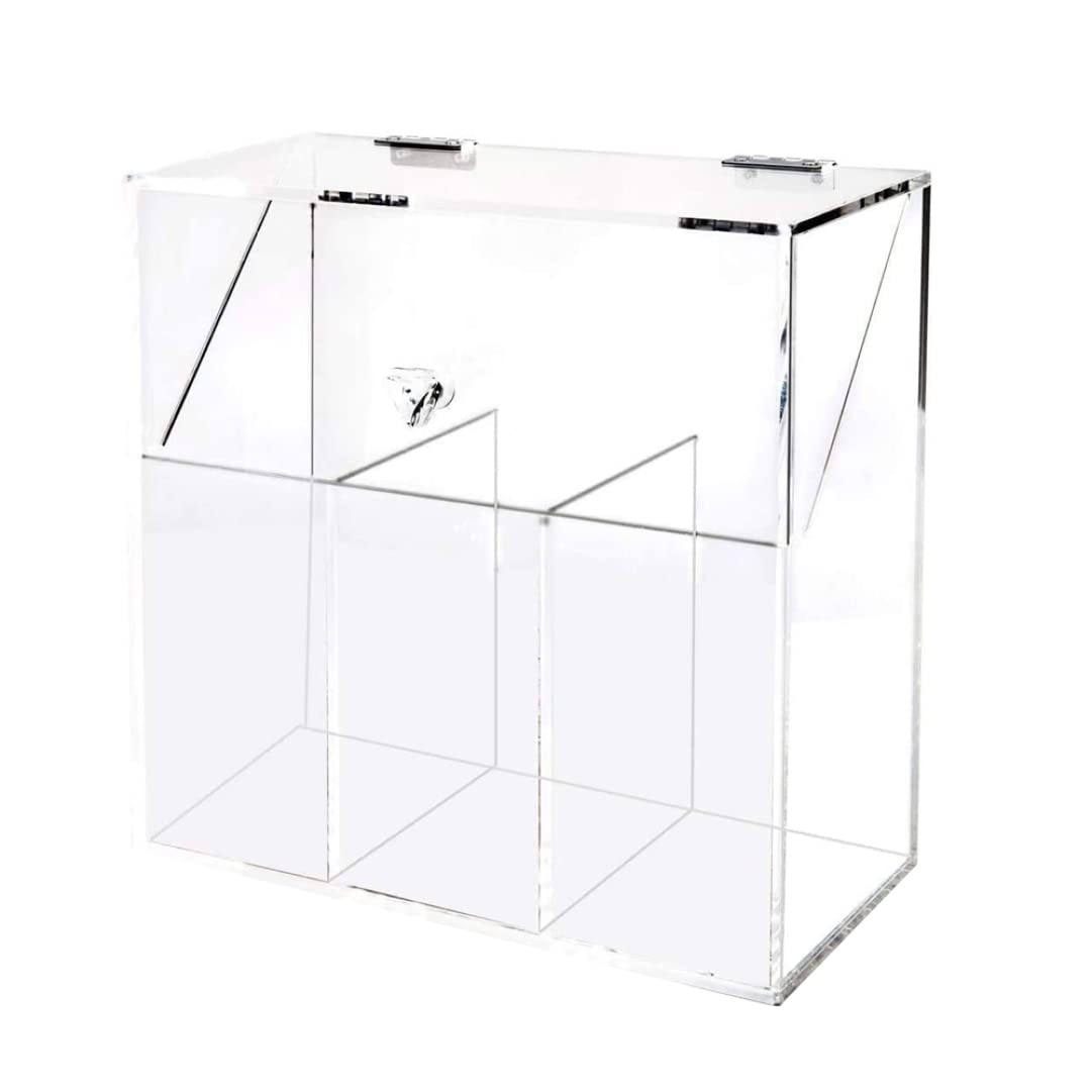 Clear Acrylic Makeup Brush Organizer with Lid - 3 Compartment Cosmetic Brush Storage Box | Perfect for Vanity, Bathroom & Travel Organization | Makeup Brush Holder for Professional & Home Use