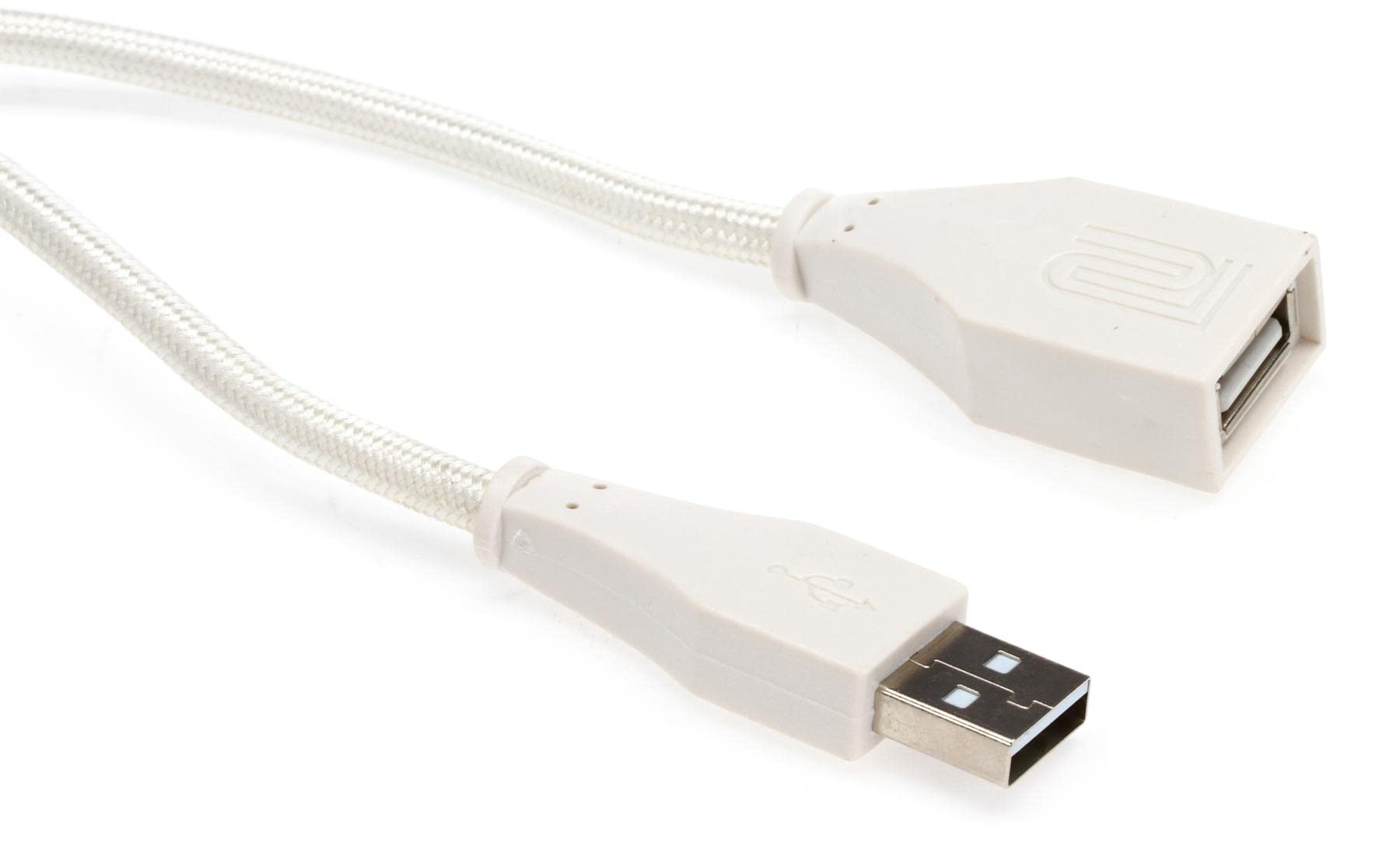 Roland USB-A to USB-A Female Interconnect Cable - 10ft White Woven Nylon Braided Cord for Audio Interfaces, MIDI Controllers & Studio Equipment