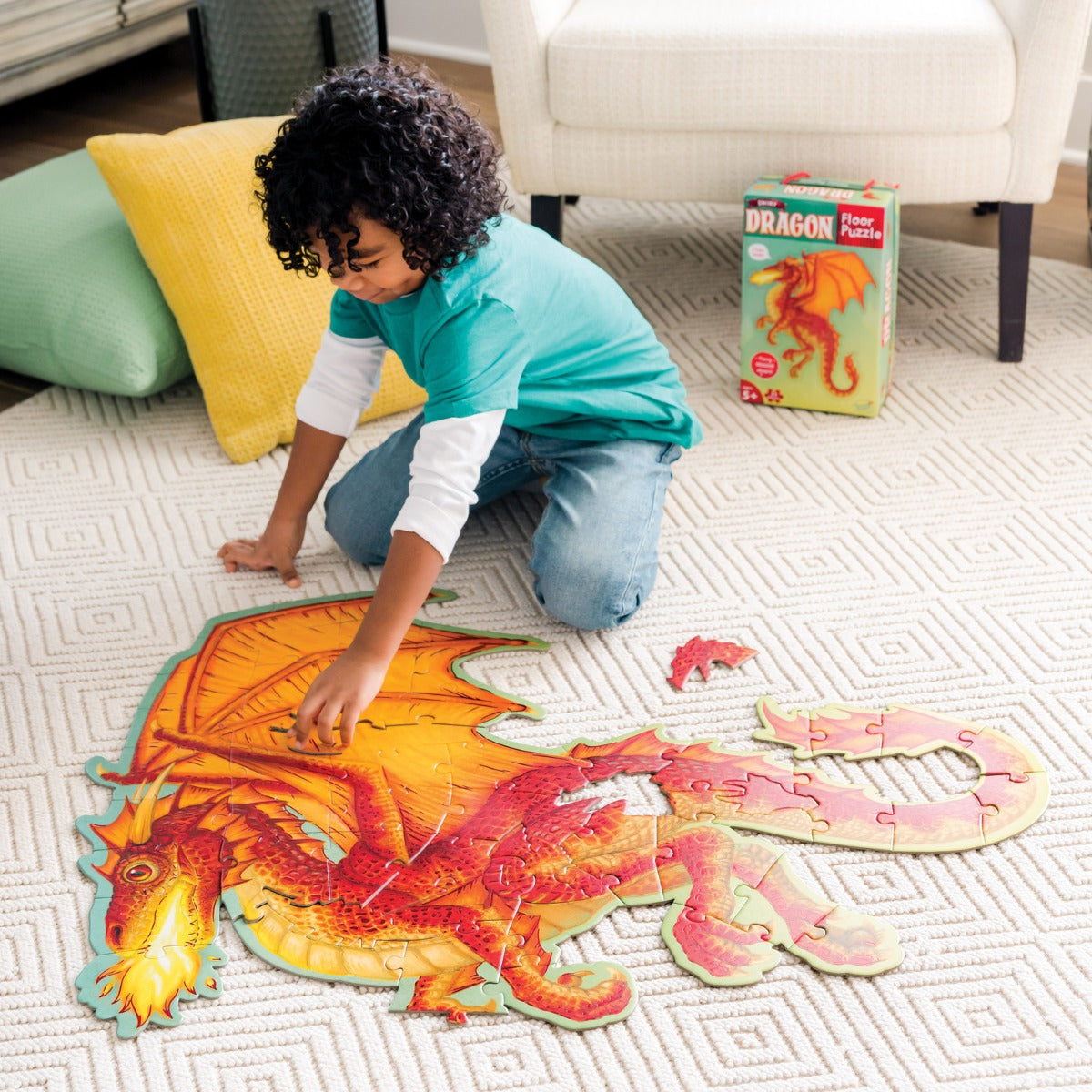 Peaceable Kingdom Shiny Dragon Floor Puzzle - 60-Piece Jigsaw Puzzle for Kids, Fun Educational Toy for Children Ages 4-8 | Perfect for Playrooms, Birthday Gifts & Family Game Nights