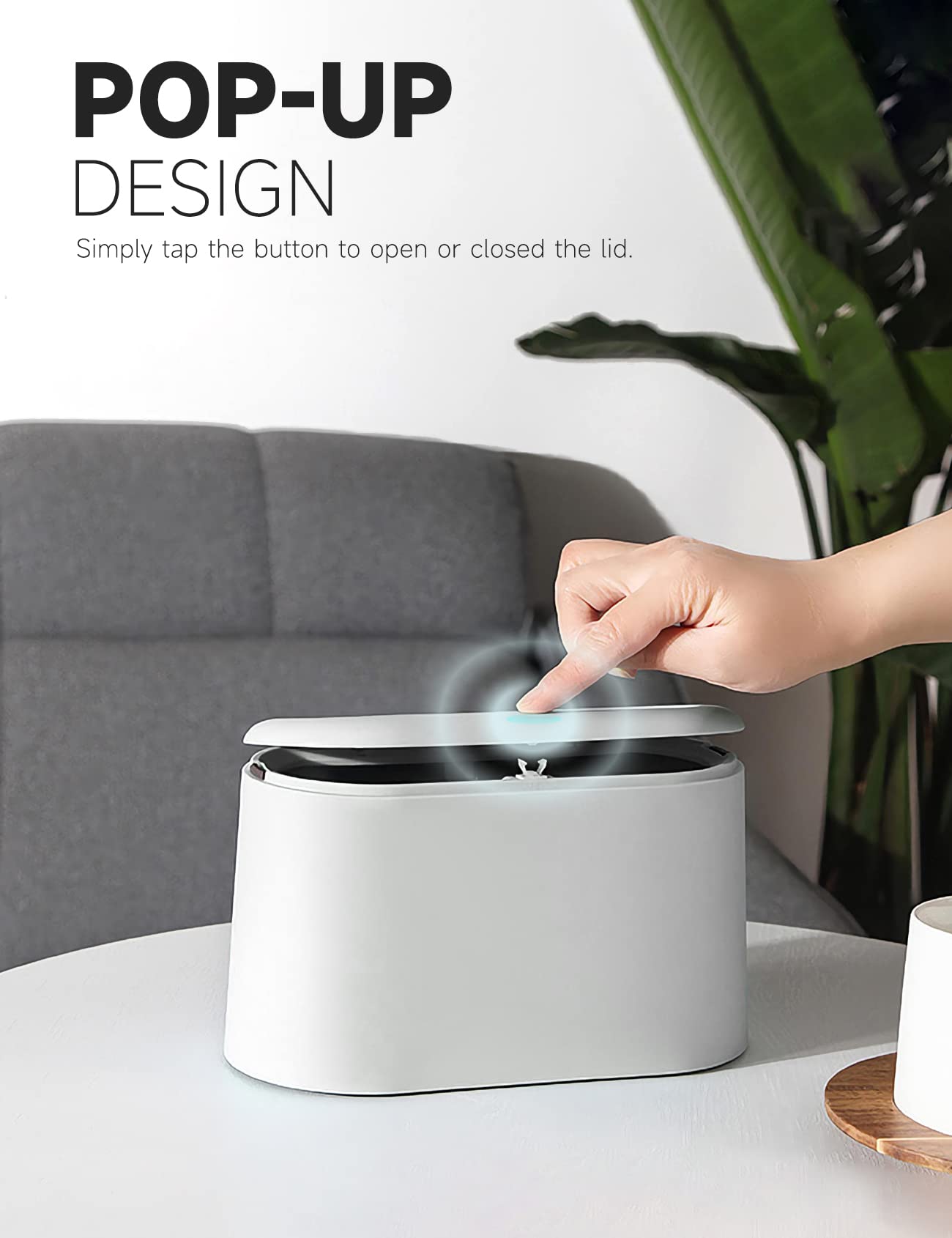 Mini Trash Can with Lid - Small Removable Garbage Bin, Compact Plastic Waste Basket for Bathroom, Office, Kitchen & Desk - Perfect for Countertop, Lint Disposal & Small Spaces (White) - Ideal for Home, Office, Dorm & Travel Use