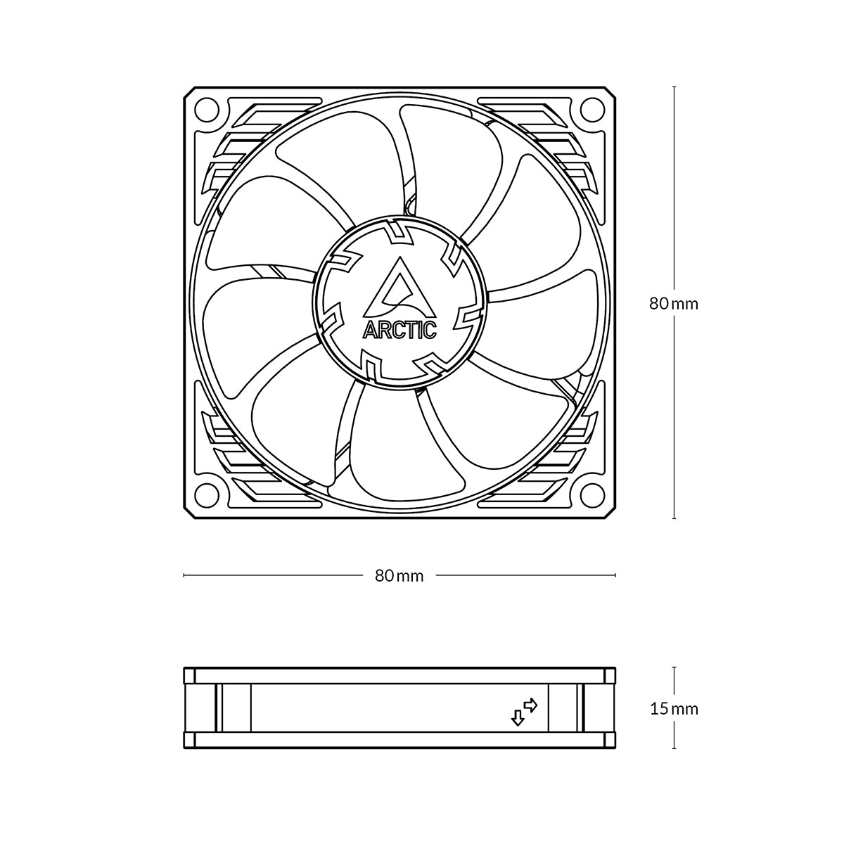 Arctic P8 Slim PWM PST 80mm Low Profile High Performance Cooling Fan - Black | Perfect for PC Cases, CPU Coolers & Small Form Factor Builds