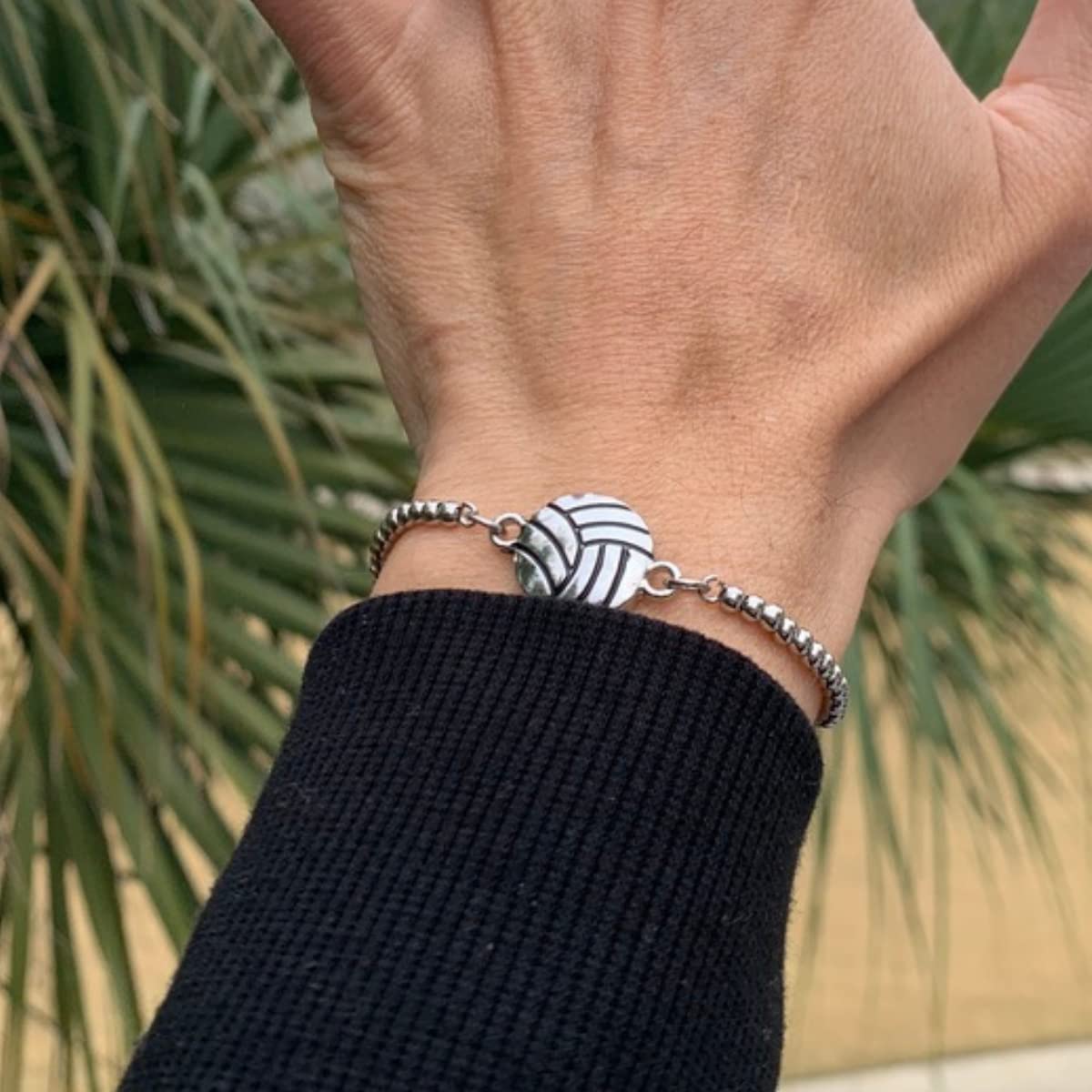 Sportybella Volleyball Charm Bracelet - Adjustable Silver Beaded String Bracelet for Women & Teens | Perfect Sports Gift for Players, Fans & Coaches