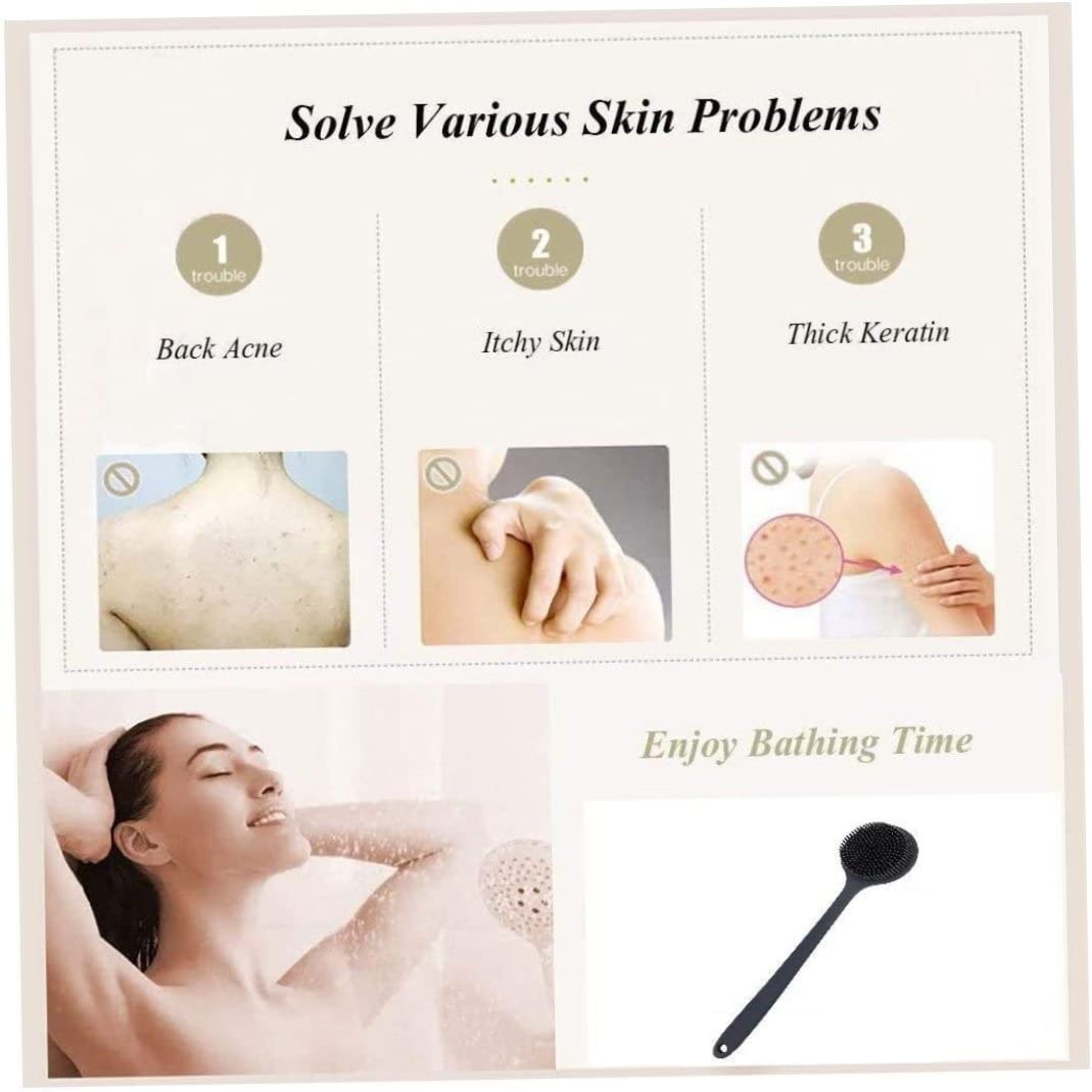 Long Handle Silicone Body Scrubber & Back Brush - Exfoliating Shower Brush with Soft Bristles for Deep Cleansing - Perfect for Hard-to-Reach Areas & Spa-Like Exfoliation at Home
