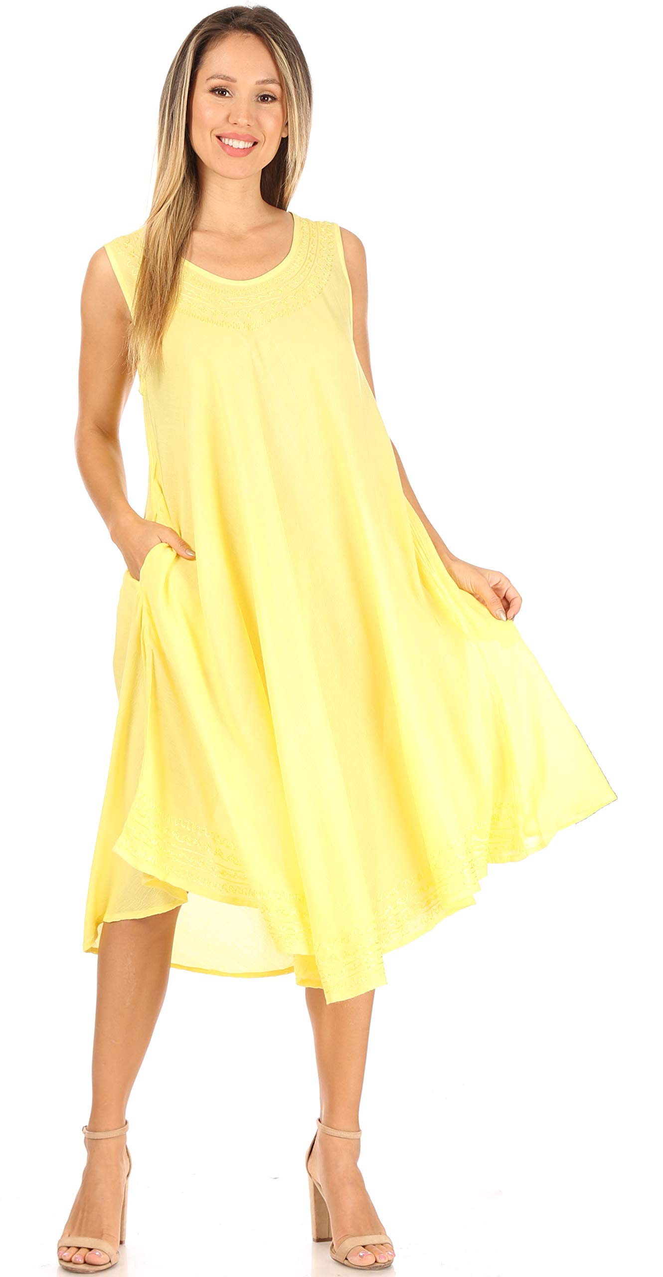 Sakkas Women's Everyday Essentials Caftan Tank Dress - Lightweight Summer Cover Up for Beach, Pool, and Lounge Wear