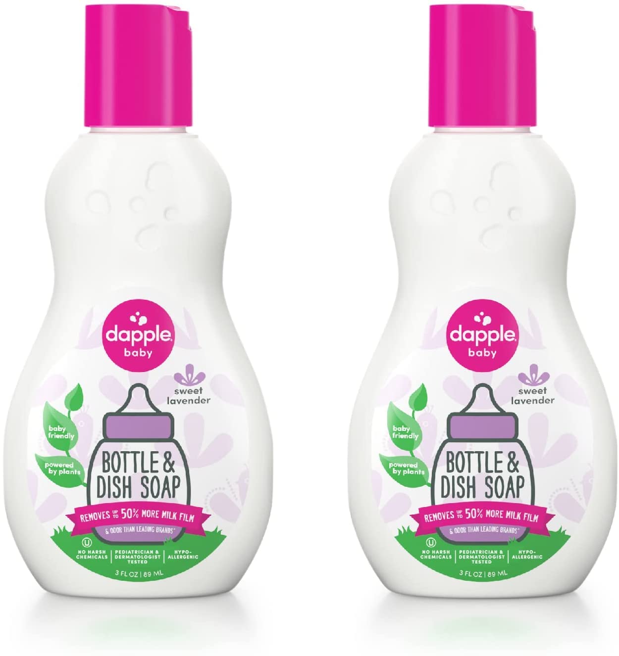 **Dapple Baby Bottle Soap – Hypoallergenic Plant-Based Dish Soap for Baby Bottles, Travel Size (3 Fl Oz, Pack of 2) – Safe & Gentle Lavender Scent for Newborns & Toddlers – Perfect for Home, Daycare & Travel**