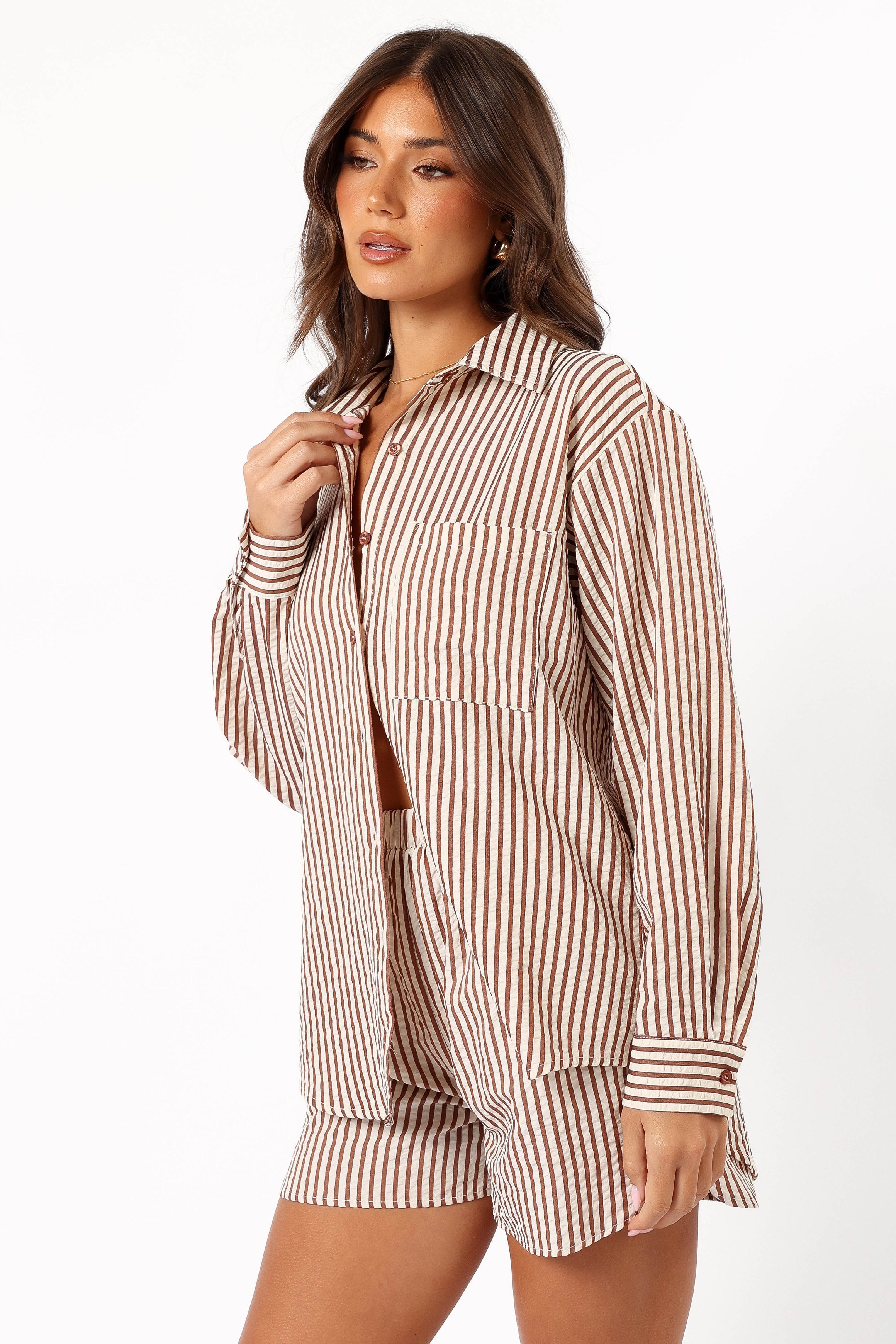 Kennie Shorts for Women - Brown Striped Casual Summer Shorts | Comfortable & Stylish | Perfect for Beach, Travel & Everyday Wear