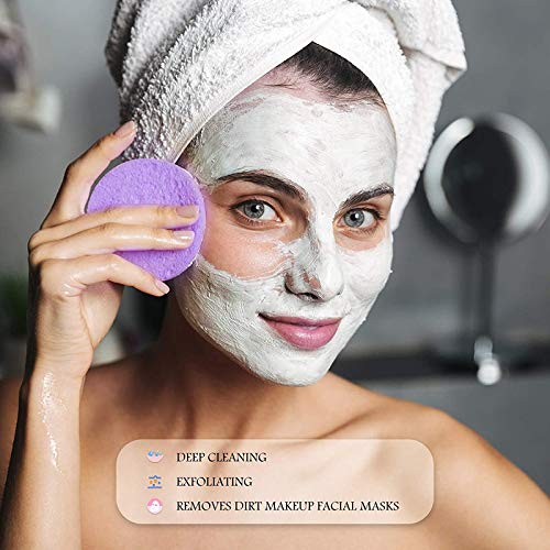 CHIROGRAPHY Facial Cleansing Sponge Pads - 12 Pack Multicolor Exfoliating Wash Puffs for Deep Face Cleaning & Makeup Removal | Gentle Skincare Tool for Daily Use, Travel & Spa