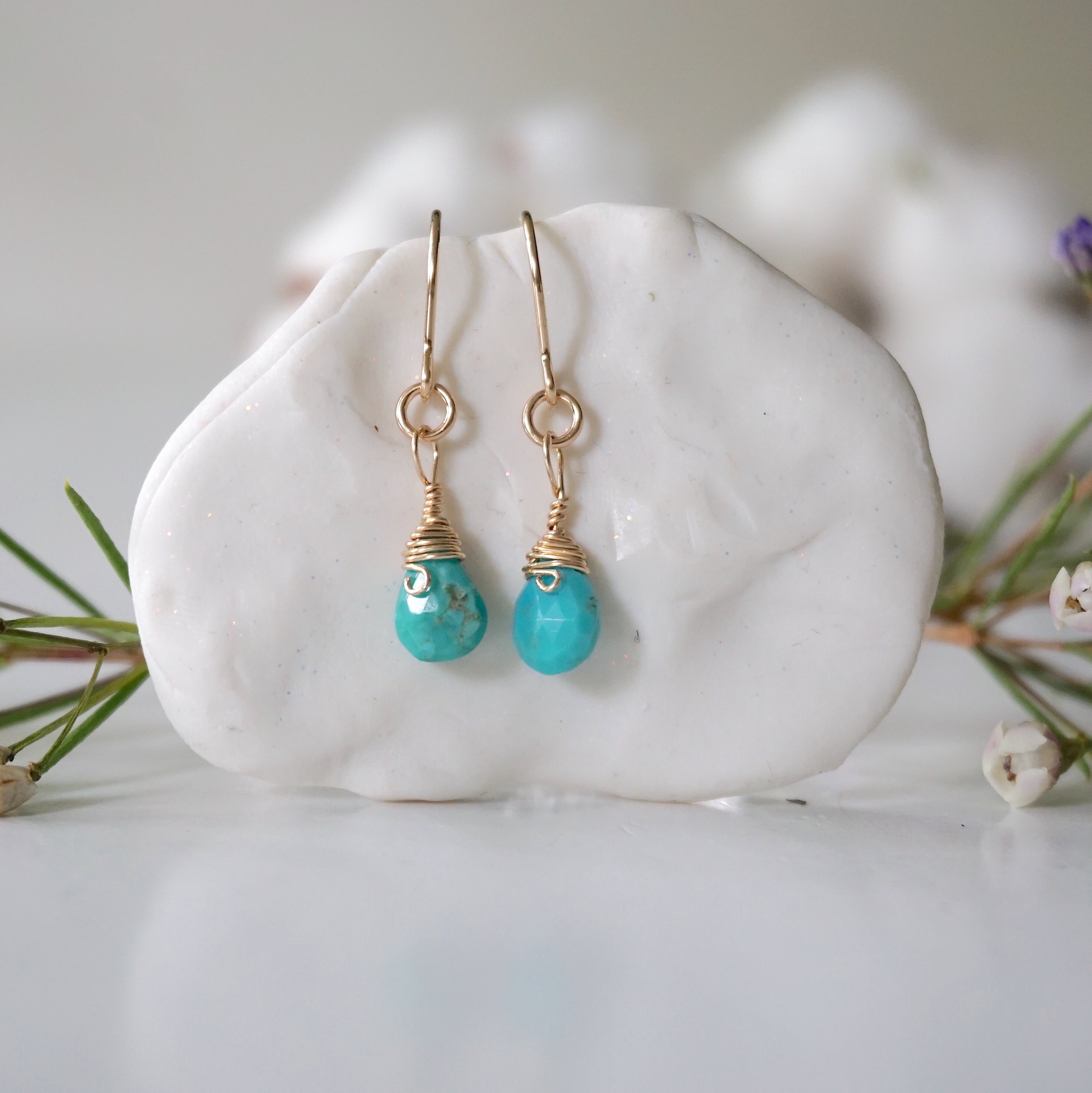 Turquoise Teardrop Earrings - 14k Gold Filled Dangle Earrings for Women | Boho Chic Jewelry for Everyday Wear & Special Occasions