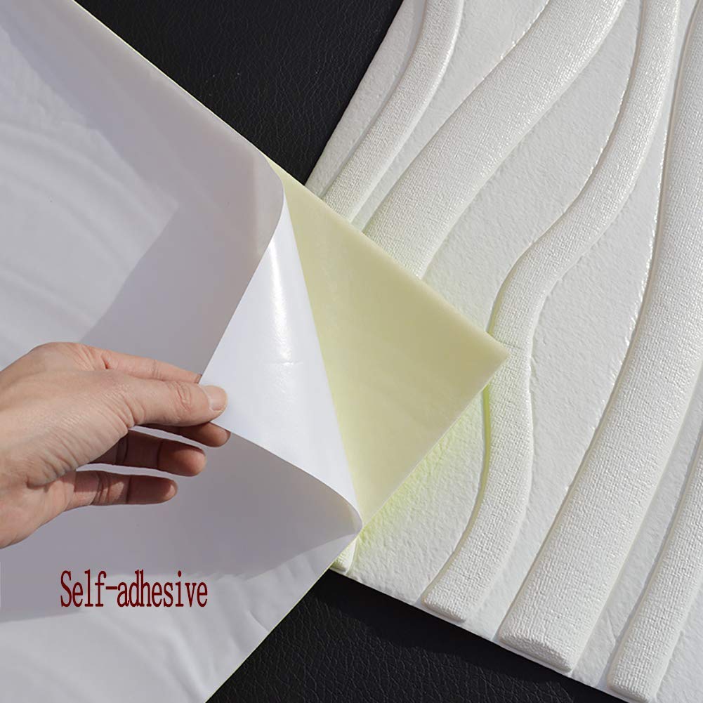 3D Self-Adhesive Wall Panels - Textured Wave Design Peel and Stick Wallpaper - 30 Pack White - Perfect for Bedroom, Living Room & Office Decor