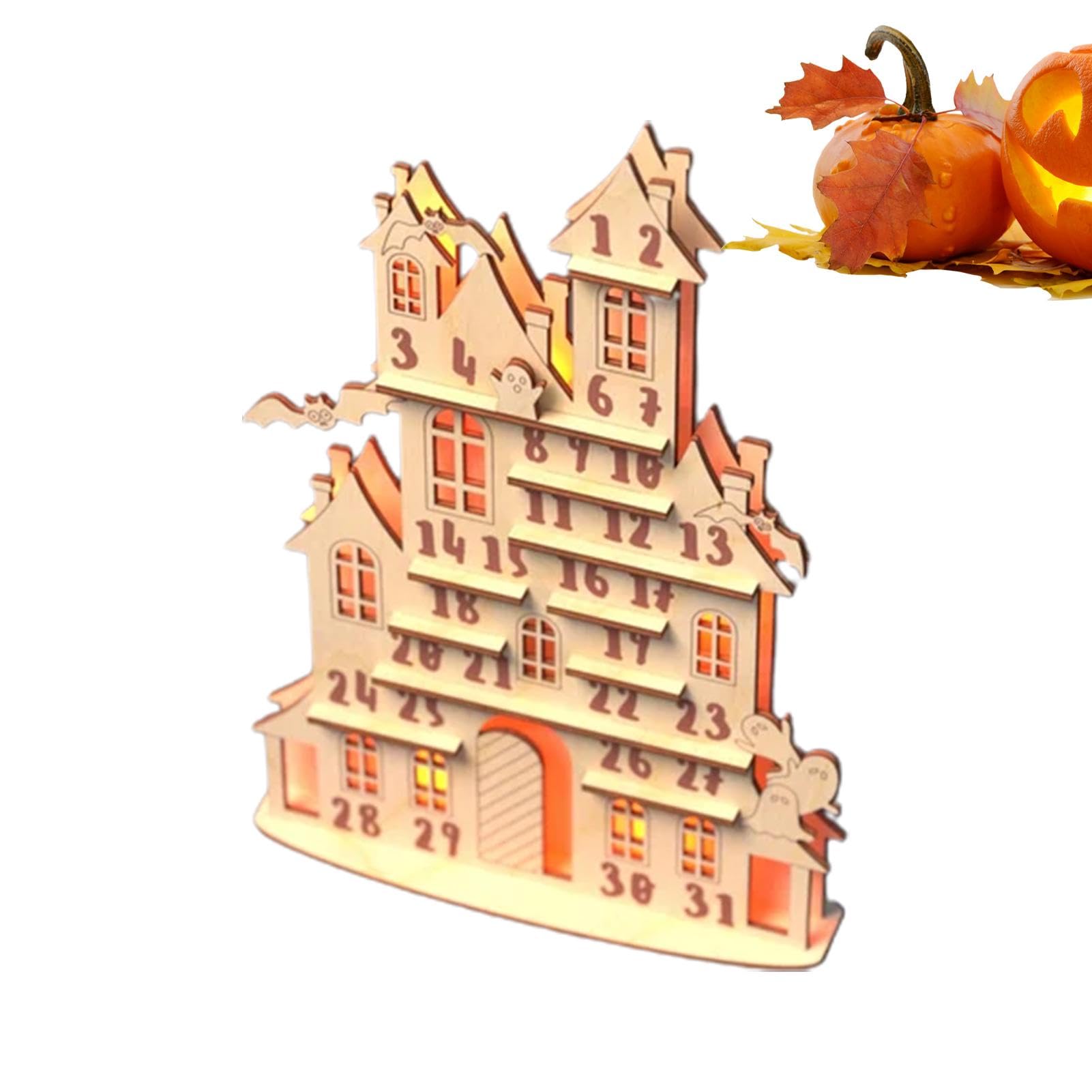 Wooden Halloween Advent Calendar 2024 - Countdown Blocks, Halloween Decorations, Spooky Holiday Countdown for Kids & Adults - Perfect for Home, Party & Classroom Decor
