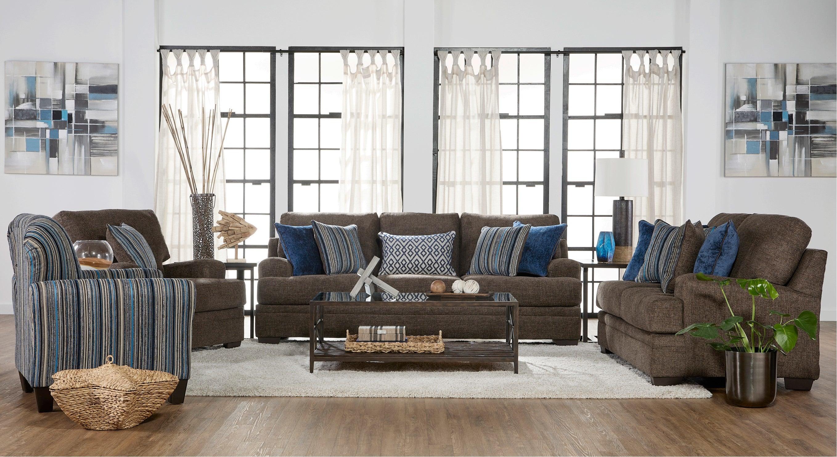 Dewey Brindle Loveseat and Sofa 8875 - Modern Upholstered Living Room Furniture Set for Small Spaces, Perfect for Apartments and Cozy Homes