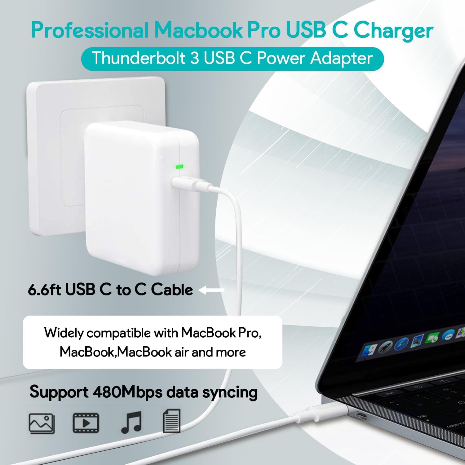 140W GaN Fast Charger for MacBook Pro 16/15/14/13 Inch, MacBook Air 13 Inch, iPad Pro & USB-C Devices - Compact Replacement Power Adapter for Travel, Office & Home Use
