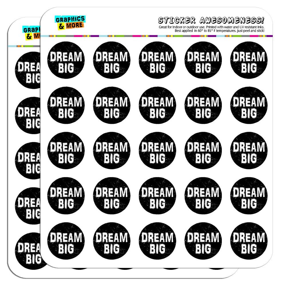 Dream Big Distressed Inspirational 1 Inch Planner Stickers - Opaque Vinyl Decals for Bullet Journal, Scrapbooking & Crafting - Perfect for DIY Projects, Calendar Decor & Planner Organization