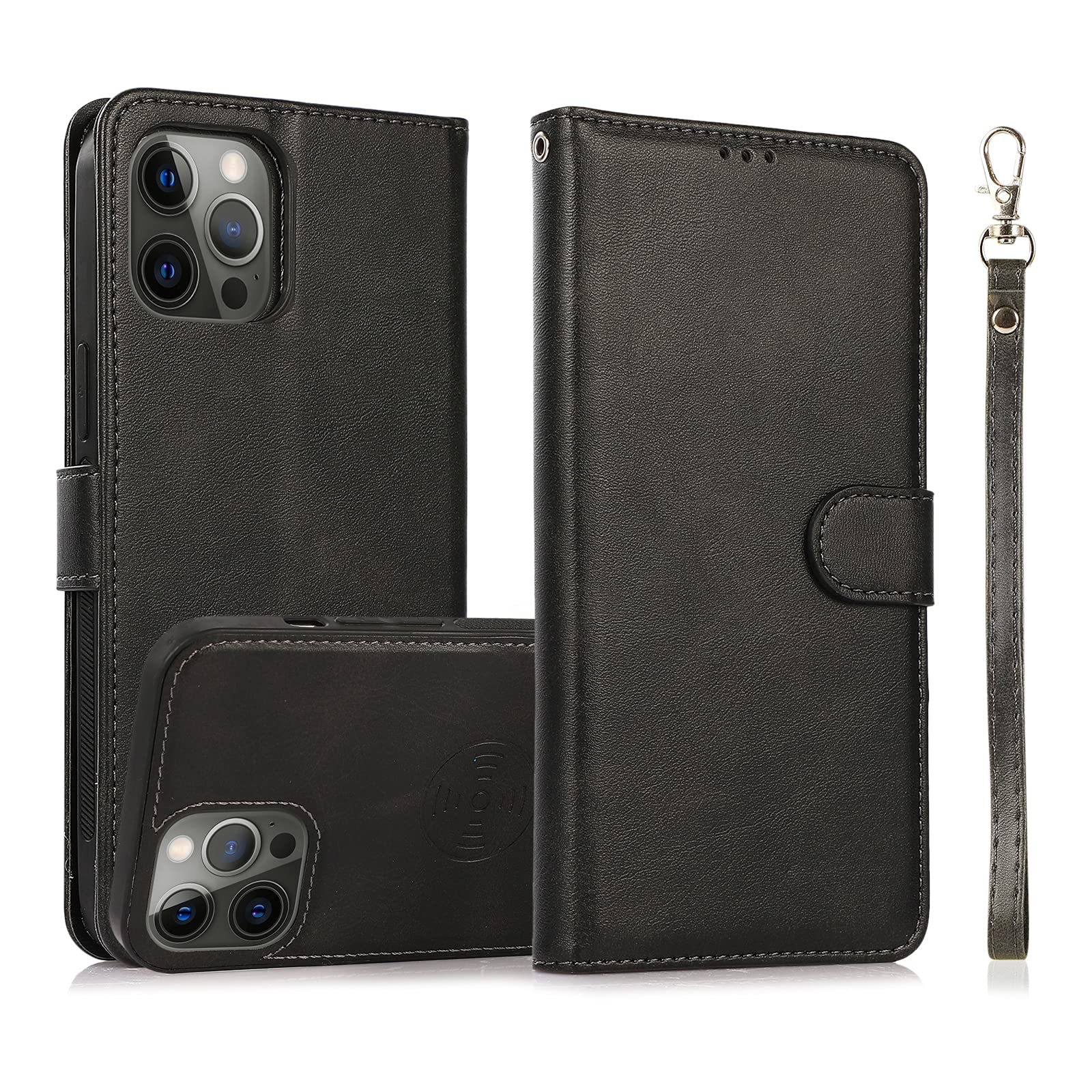 Premium 2-in-1 Magnetic Leather Case for iPhone 13 Pro Max - Detachable Flip Cover with Card Slots, Wallet & Photo Frame - Calf Texture Protective Phone Case - Perfect for Work, Travel & Everyday Use