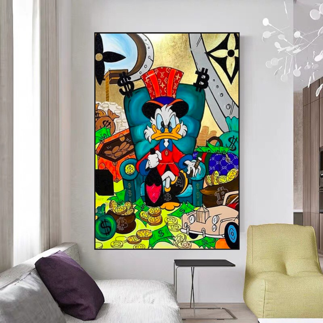 Uncle Scrooge Canvas Wall Art - Premium Disney Duck Family Decor for Living Room, Bedroom & Office | Waterproof Gallery-Wrapped Painting