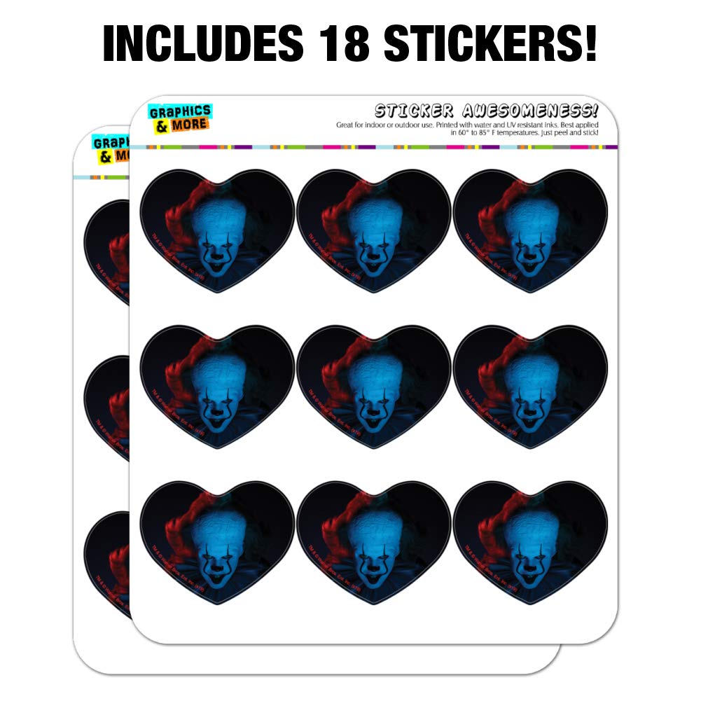 IT Chapter 2 Pennywise Heart Shaped Stickers - Scrapbook Planner Calendar Decoration for Horror Fans & DIY Craft Projects - Perfect for Journals, Bullet Notebooks, and Halloween Party Decor
