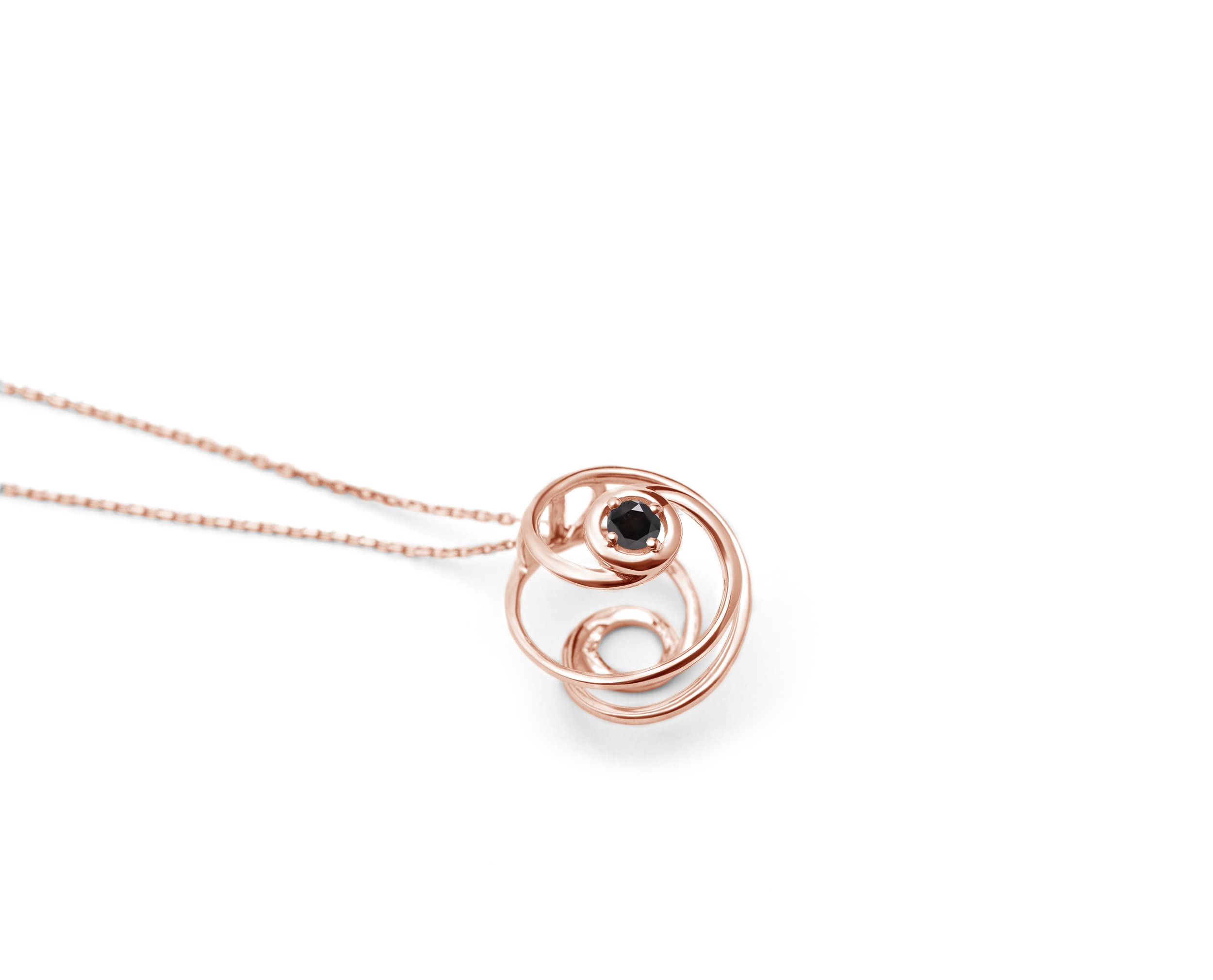 Black Diamond Pendant Necklace - Dainty Minimalist April Birthstone Jewelry - Delicate Rose Gold Circle Ball Charm | Perfect for Everyday Wear, Gifts & Special Occasions
