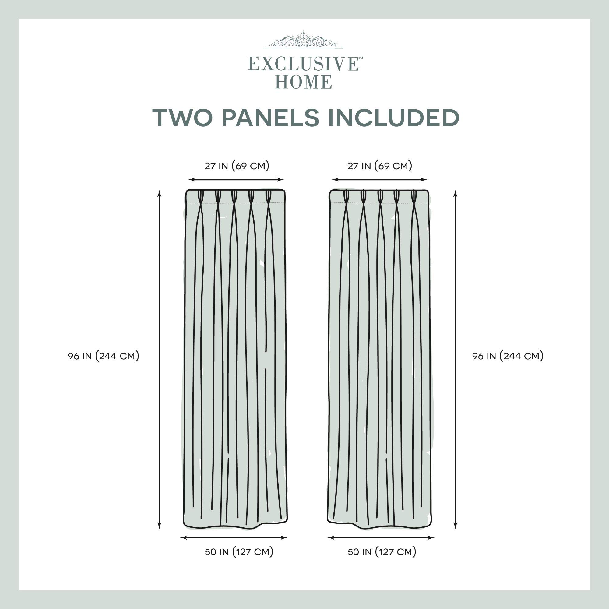 Exclusive Penny Sheer Embellished Stripe Grommet Top Curtain Panel Pair - 96 Inch Length Winter White - Elegant Window Treatments for Living Room, Bedroom & Home Decor