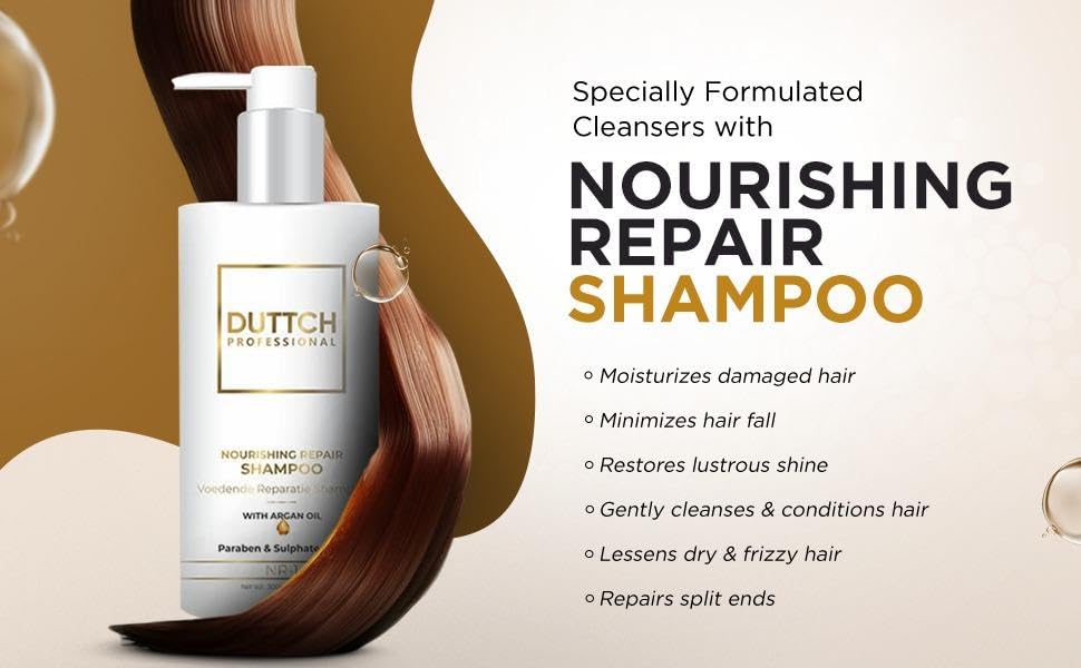 Duttch Professional Nourishing Repair Shampoo for Damaged Hair - 1 Liter | Hydrating & Strengthening Formula for Dry, Brittle Hair | Salon-Quality Treatment at Home