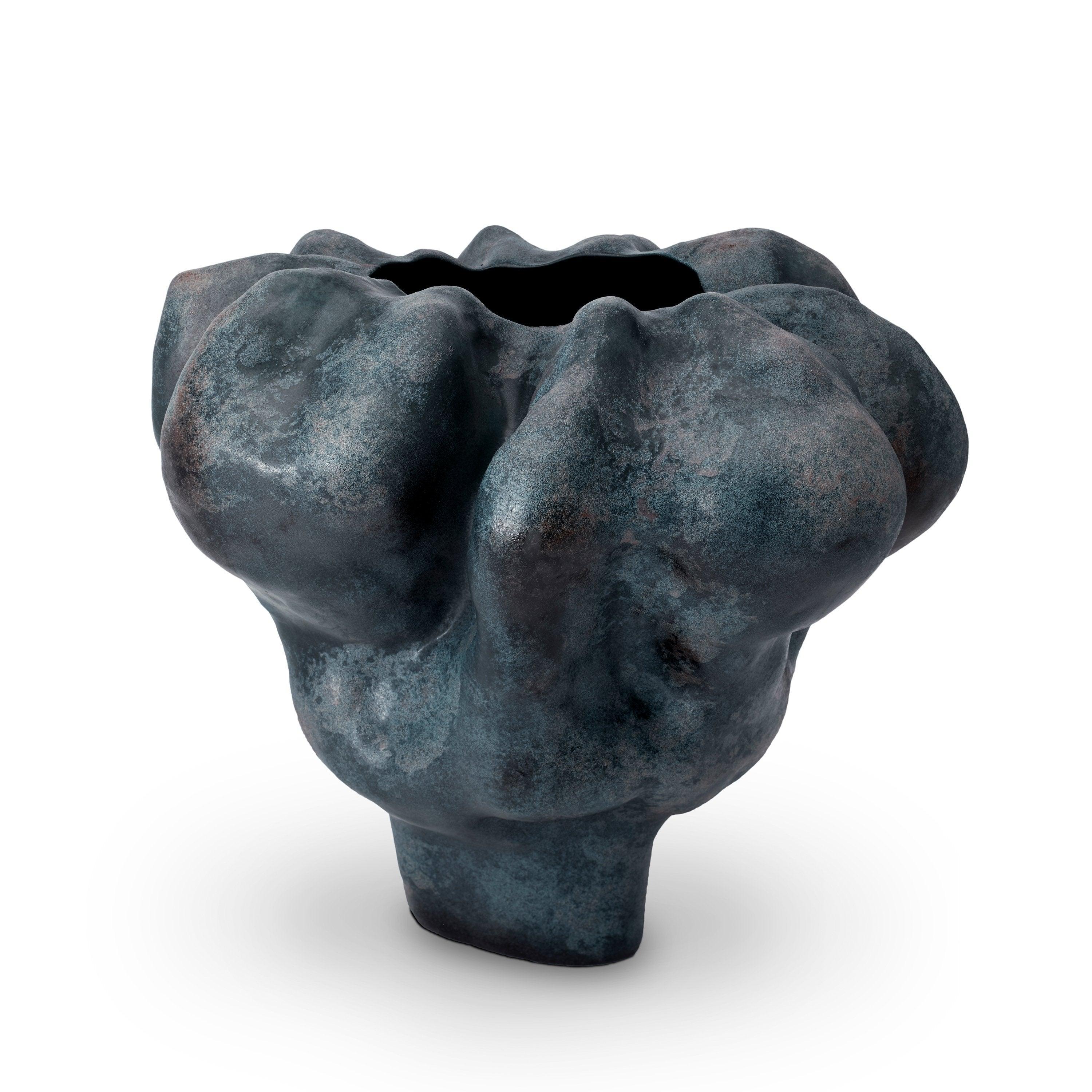 Timna Short Aged Iron Vase - Elegant Home Decor for Living Room, Dining Table & Office Desk
