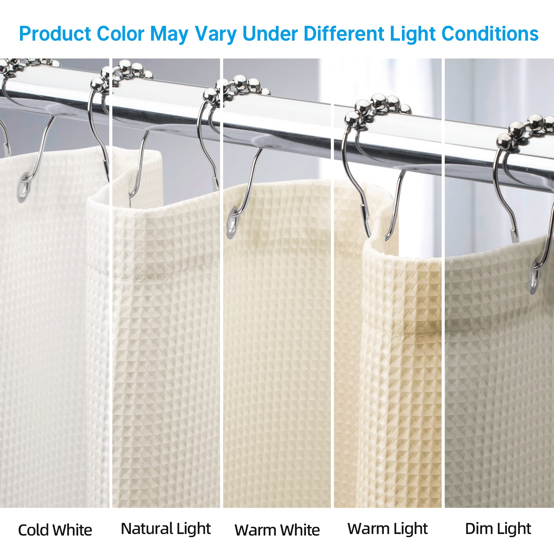 AmazerBath Waffle Weave Shower Curtain - Heavy Duty Hotel Quality Bathroom Fabric Curtain 72x72 Inches, Cream Yellow - Perfect for Spa-Like Bathrooms & Luxury Hotel Style Decor