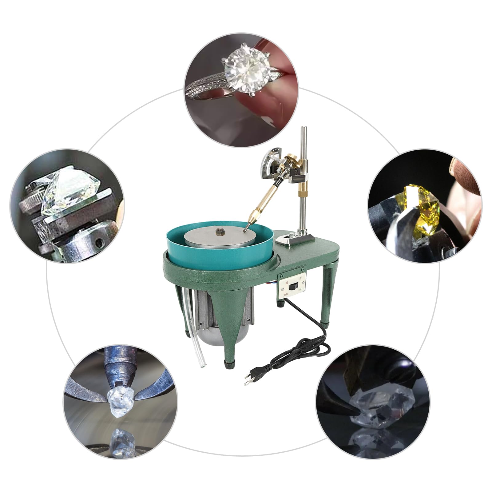 Professional Gem Faceting Machine - 180W 110V Jewelry Polisher with Angle Adjustment & Faceted Manipulator for Jade, Gemstones & Crystal Grinding | Perfect for Jewelry Making, Lapidary & DIY Crafting