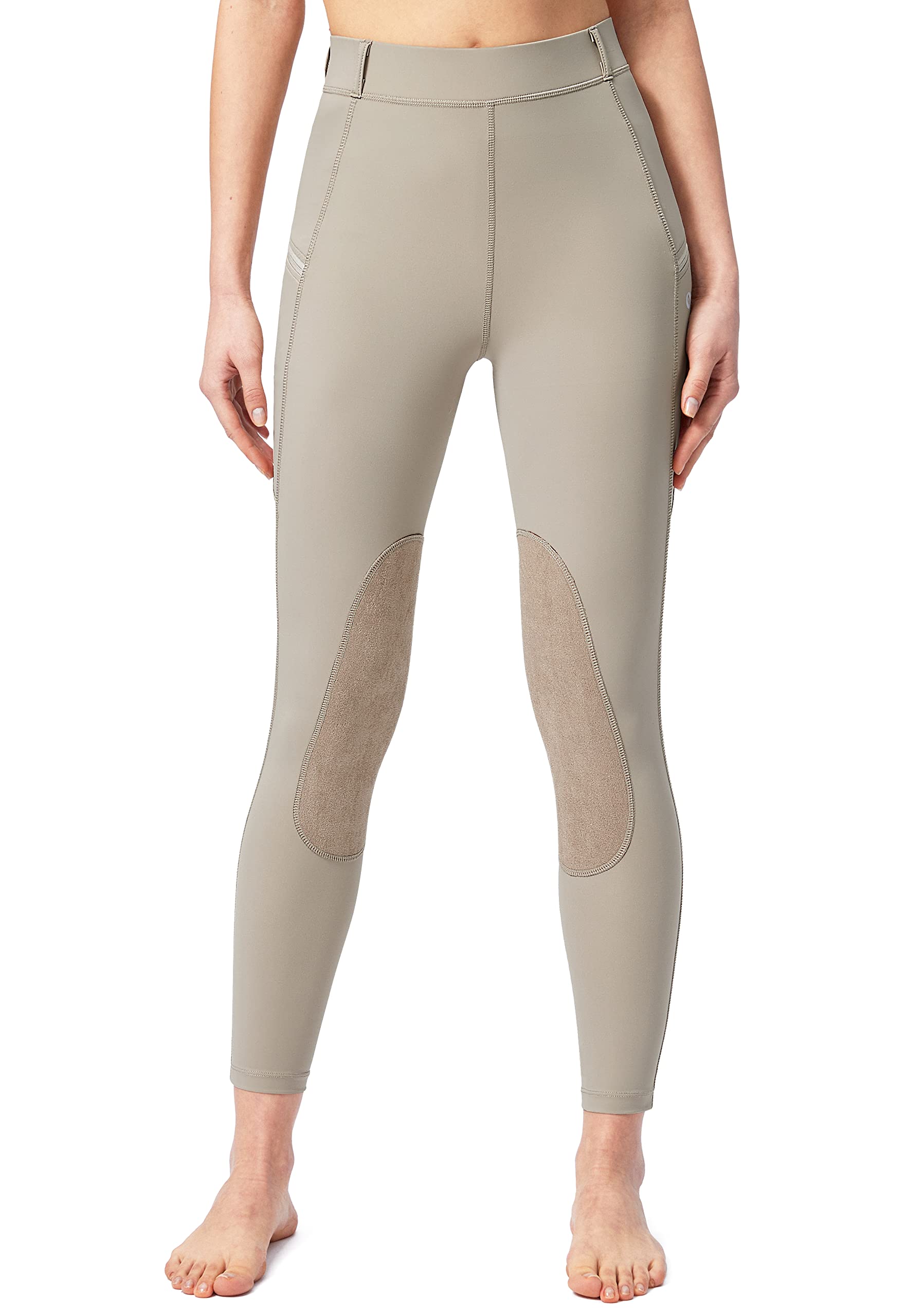 SANTINY Women's Equestrian Riding Pants with Zipper Pockets & Knee Patches - Breathable Schooling Tights for Horseback Riding, Training & Competition - Perfect for English & Western Riding Styles