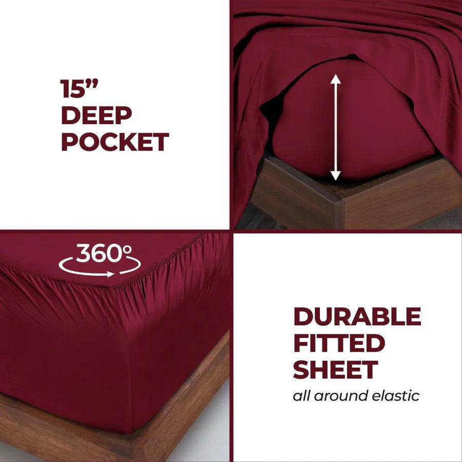 Premium 300 Thread Count Modal Bed Sheet Set from Beechwood - Deep Pocket, Solid Color - Perfect for Luxury Bedrooms, Hotels & Guest Rooms