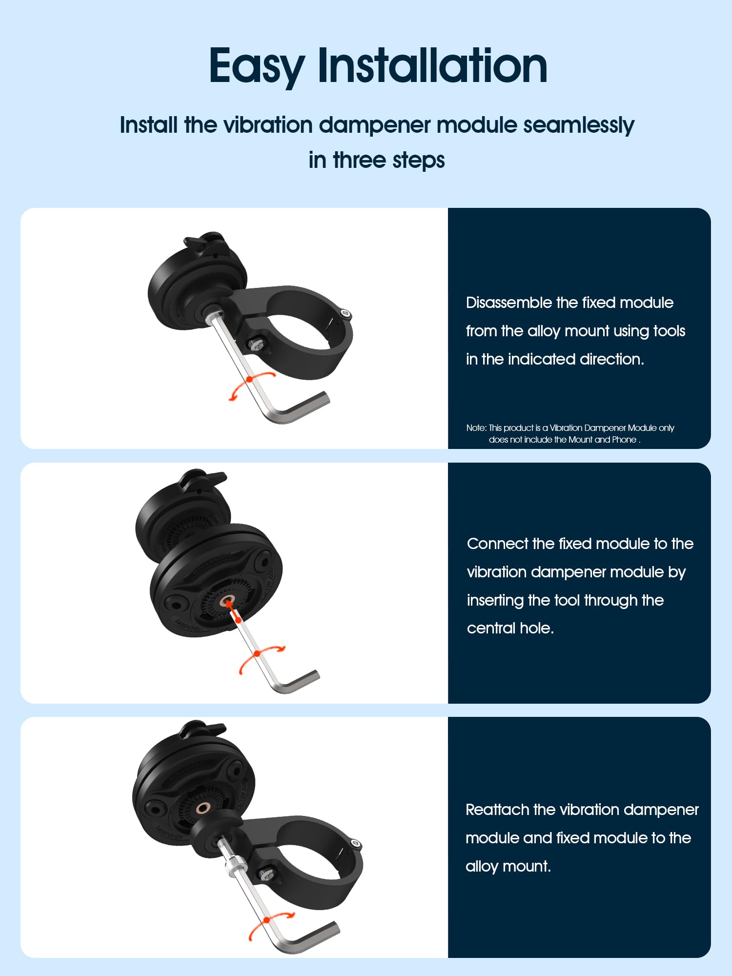 Sincetop Vibration Dampener Quad Mount - Shockproof Bike & Motorcycle Phone Holder for iPhone & Android - Perfect for Mountain Biking, Road Cycling & Motorcycle Adventures
