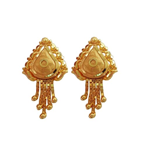 22K & 18K Solid Gold Triangle Earrings for Women - Certified Fine Jewelry (21mm Height, 12mm Width) | Elegant Gift for Brides, Weddings, Girls & Kids | Perfect for Special Occasions, Date Nights & Formal Events