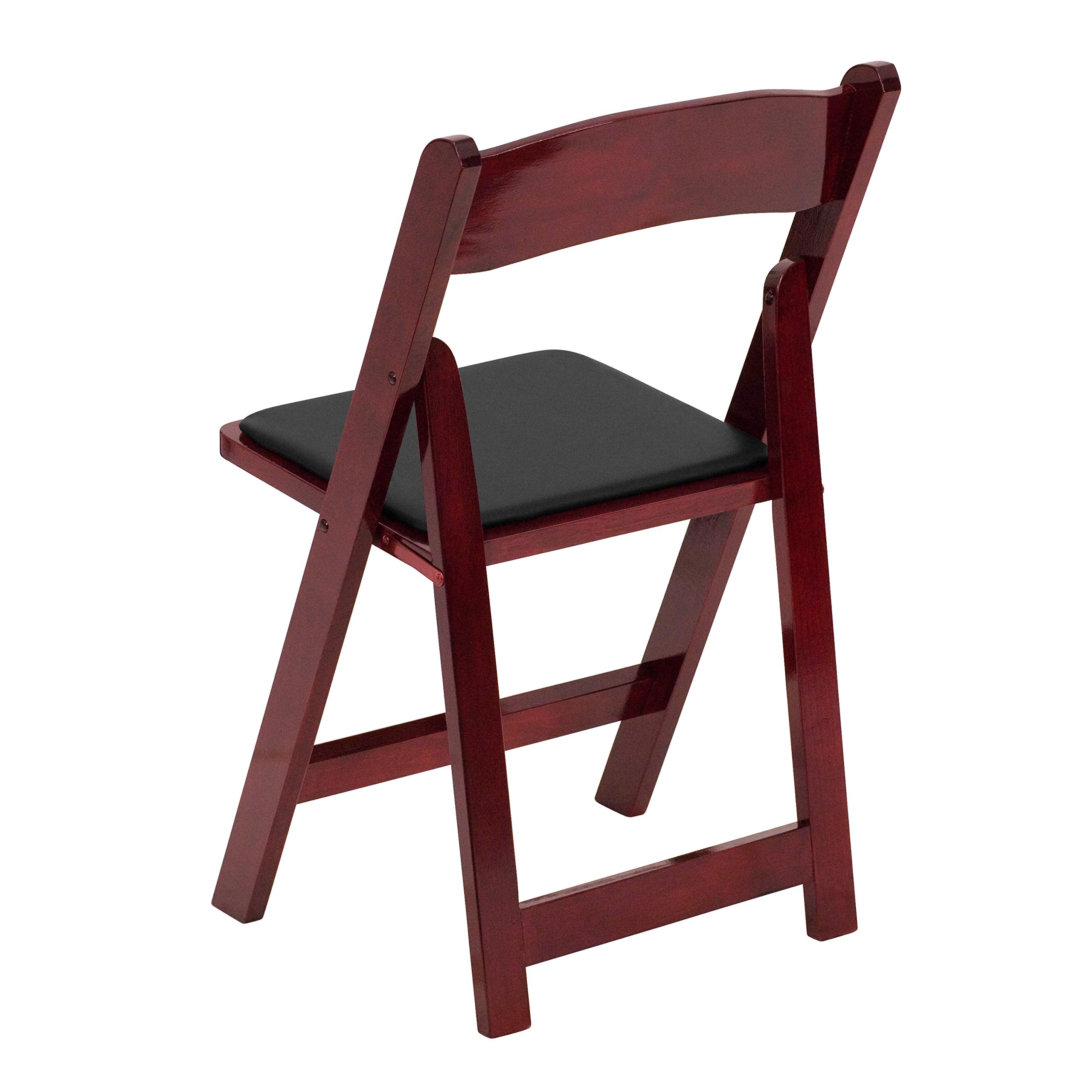 EMMA + OLIVER 2 Pack Mahogany Wood Folding Chairs with Vinyl Padded Seat - Sturdy & Comfortable Portable Chairs for Dining, Parties, Weddings & Outdoor Events