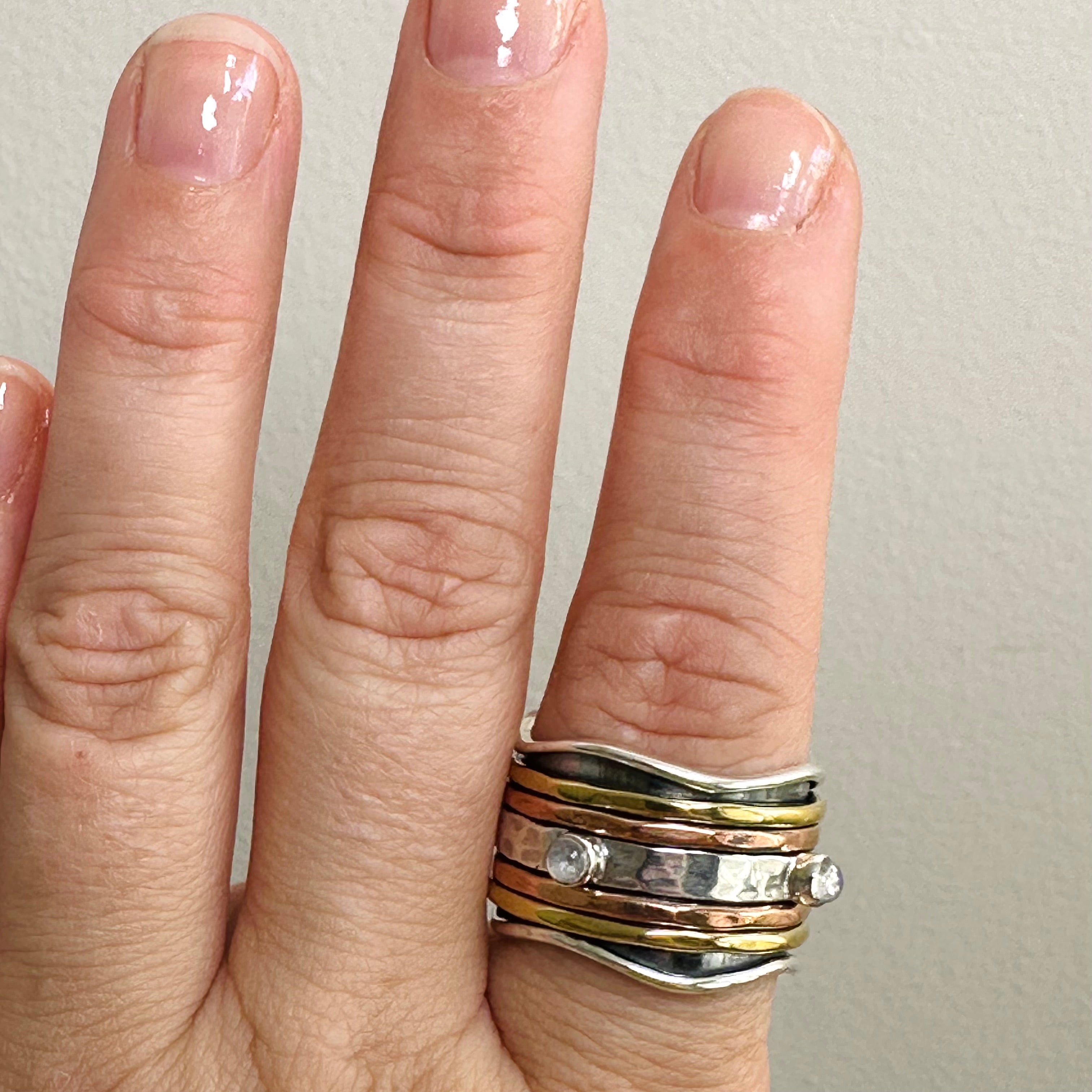 Moonstone Spinner Ring Size 9.5 R3905 - Elegant Adjustable Sterling Silver Jewelry for Women, Perfect for Meditation, Stress Relief & Everyday Wear