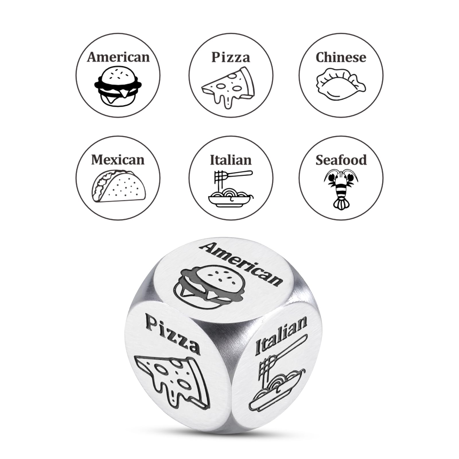 Food Decision Dice - Fun Couples Gift for Valentine's Day, Anniversary & Weddings | Romantic Dinner Dice Game for Him/Her, Husband/Wife, Boyfriend/Girlfriend | Perfect for Date Nights & Relationship Building
