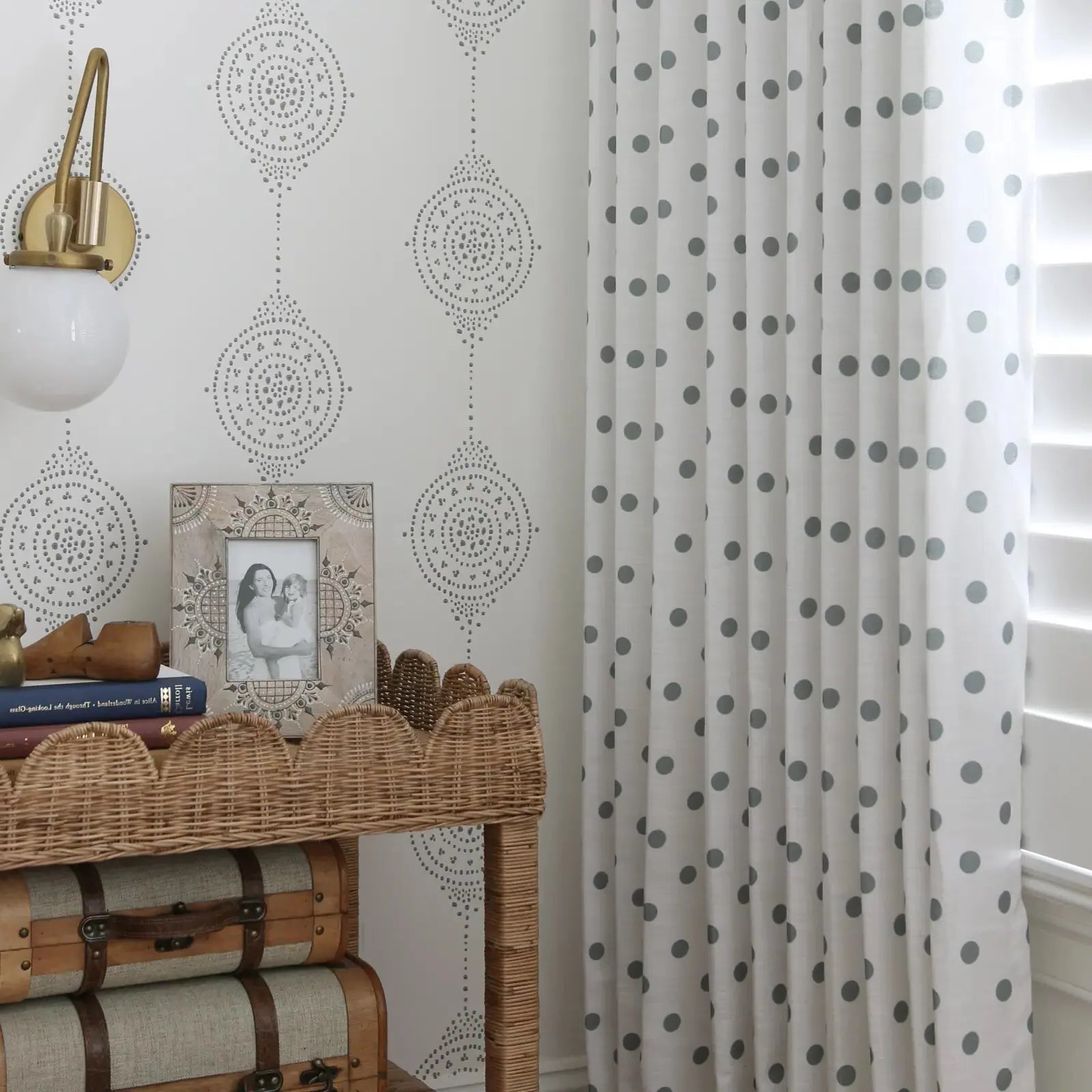 Stefana Silver Print Linen Blend Curtains - Elegant Pleated Drapes for Living Room & Bedroom Window Decor